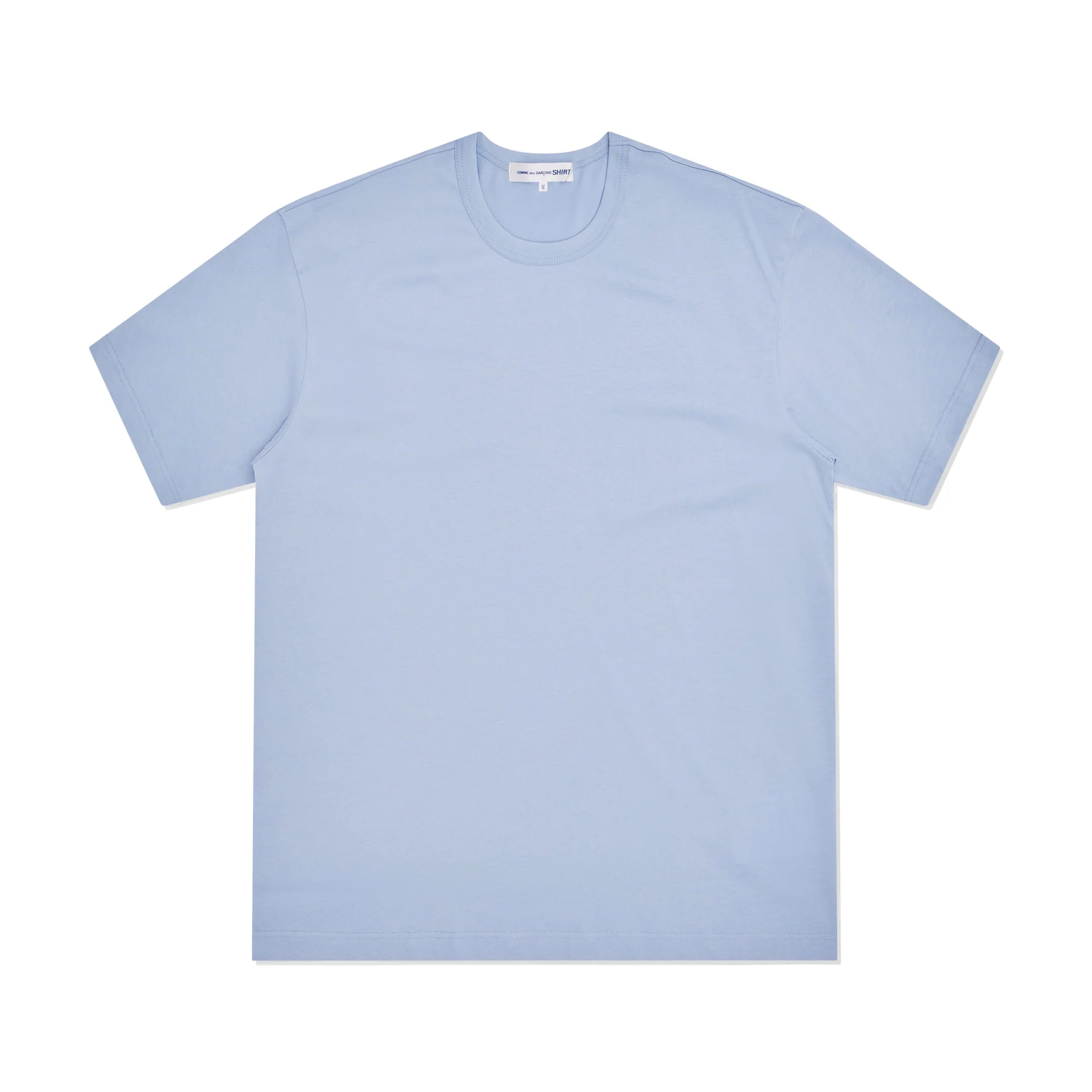 Tシャツ・カットソー Comme Des Garcons Shirt T-shirts Light Blue Cotton Jersey Neck Logo T-Shirt Light Blue – COMME des