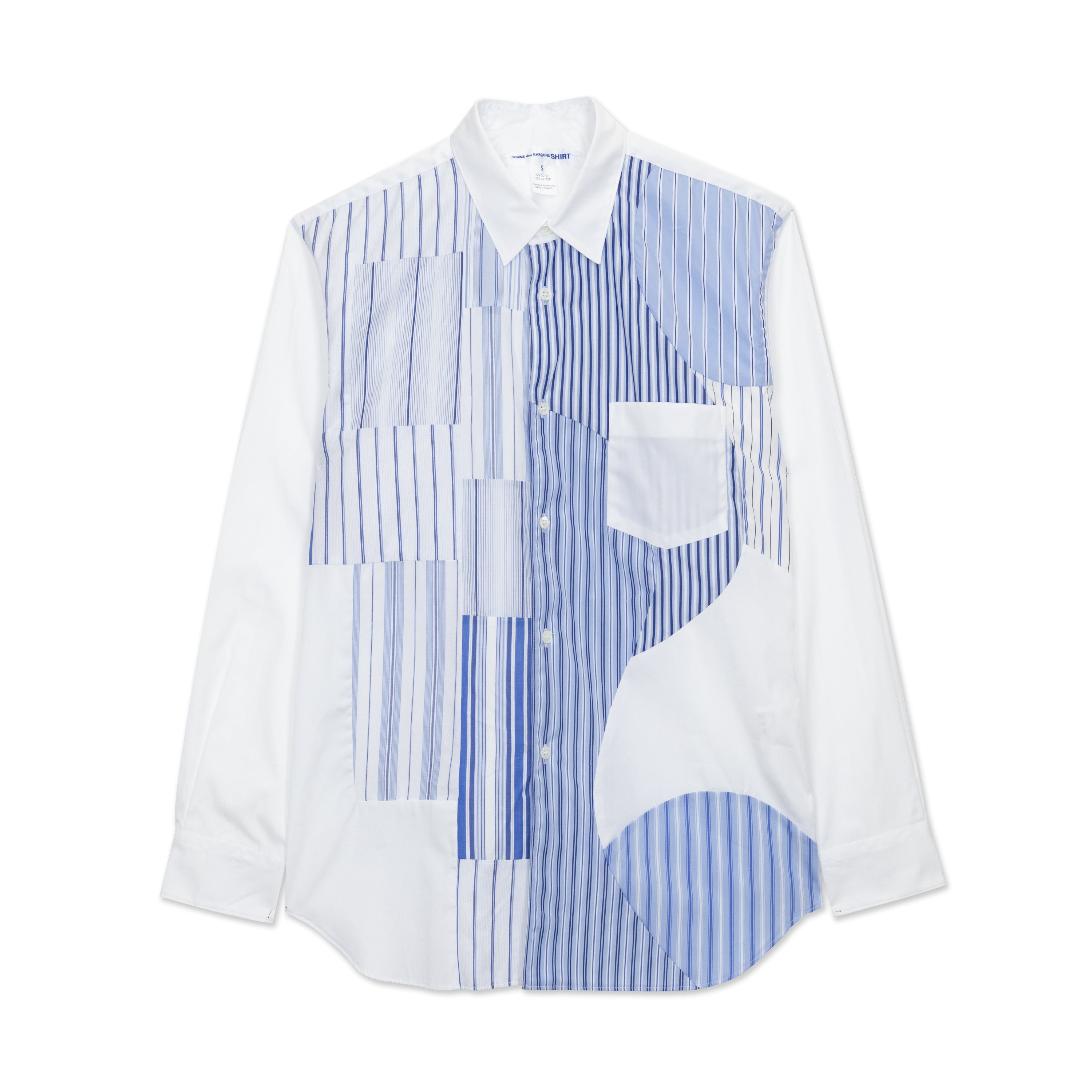 White x Blue Stripe Front Patchwork Shirt – COMME des GARÇONS