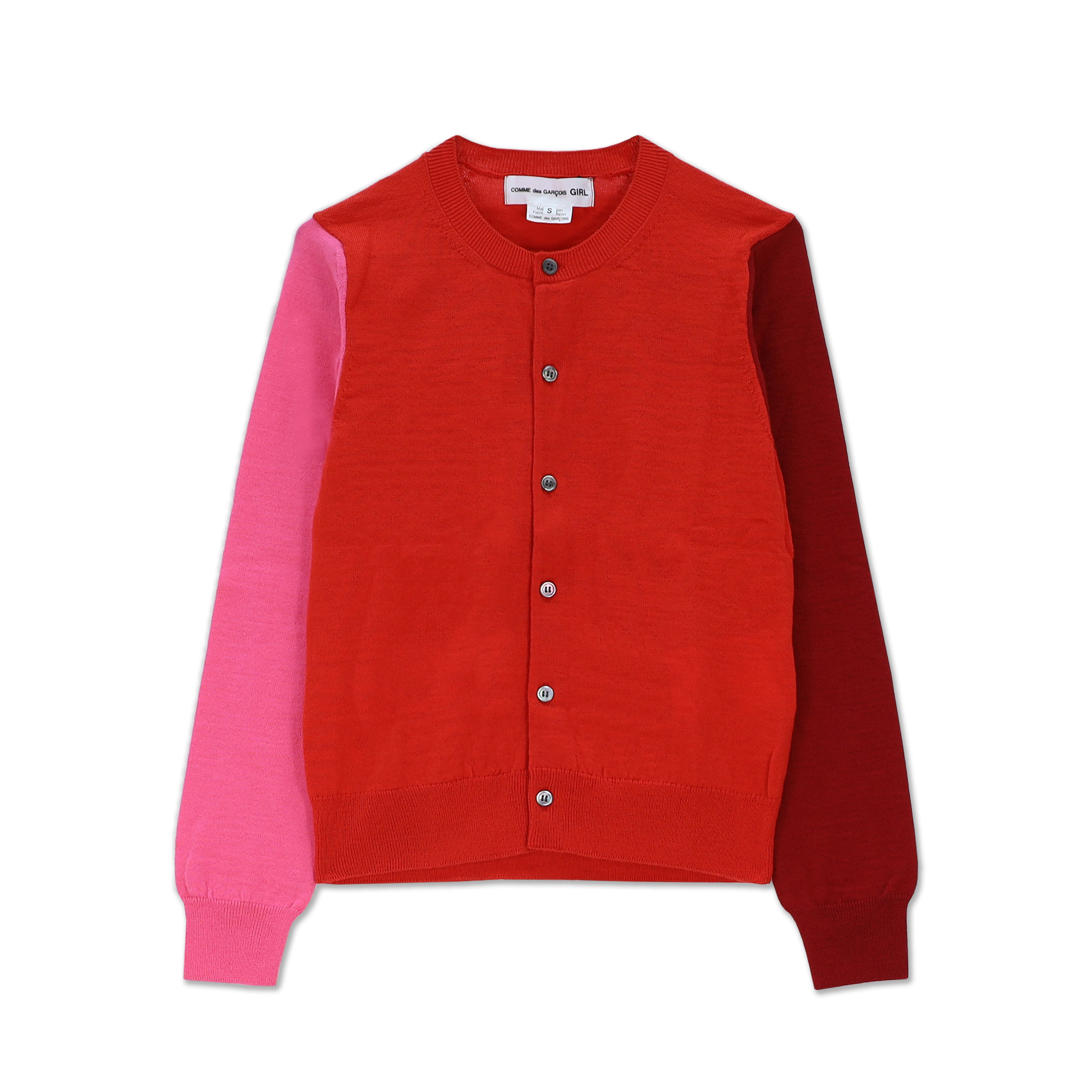 Red Mix Colour Block Cardigan