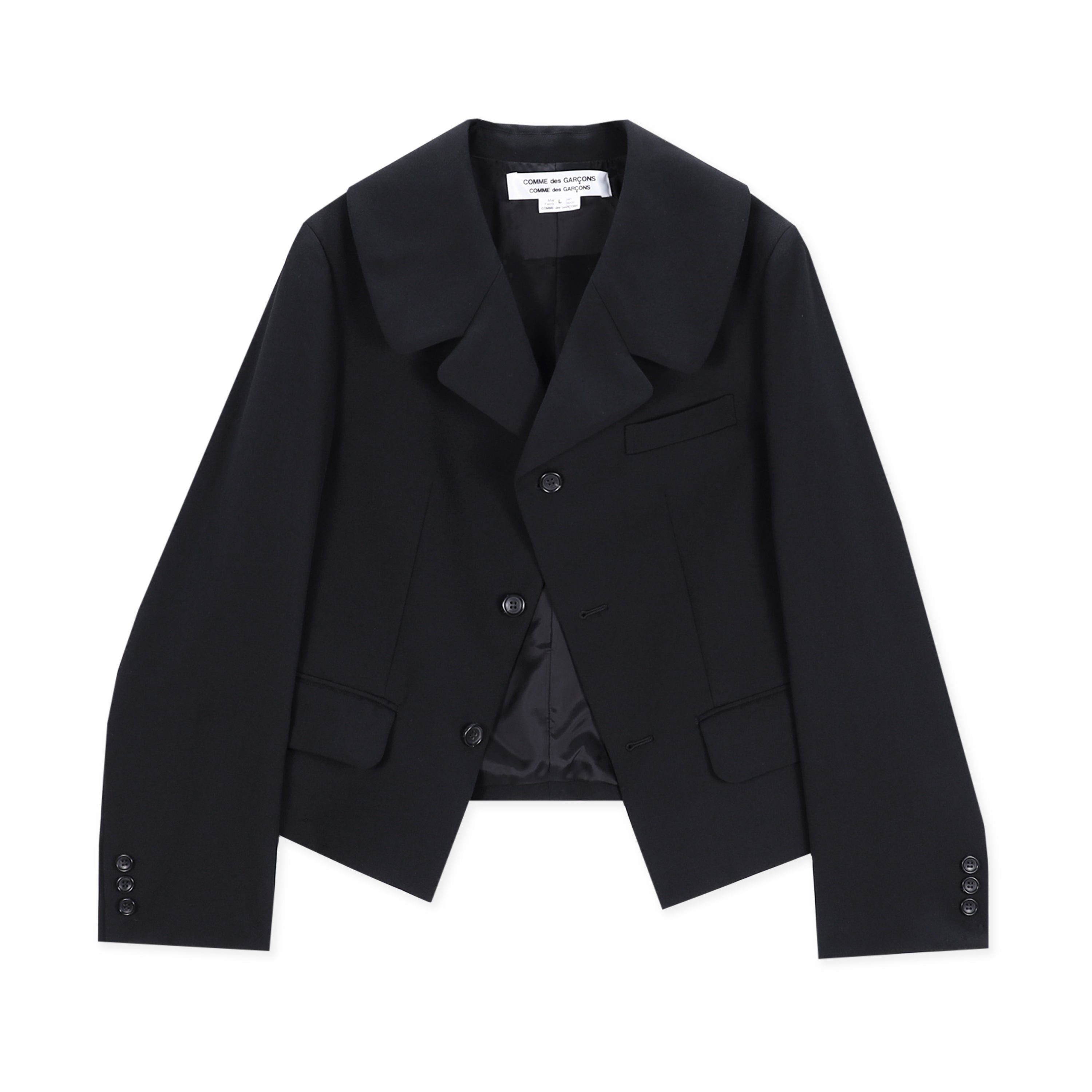 Black Medium Wool Wide Lapel Jacket