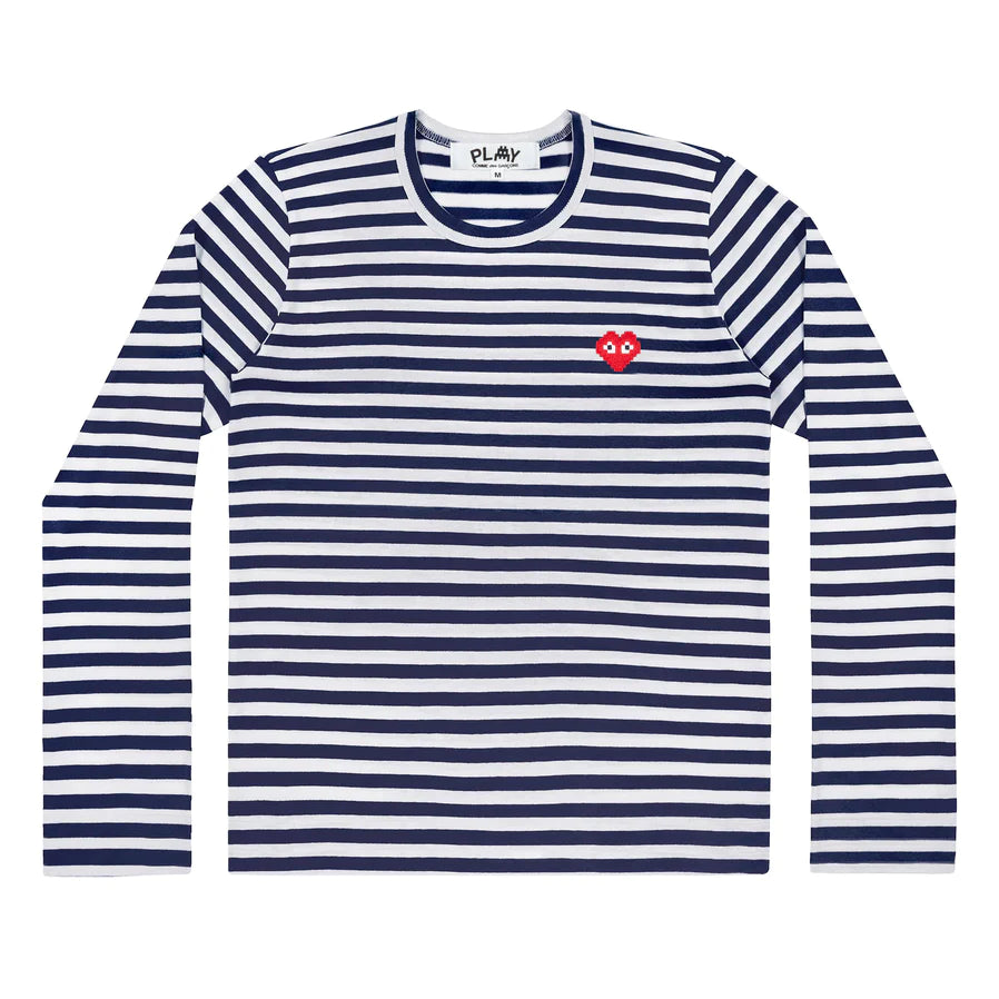 PLAY Space Invaders L S Navy Striped Red Emblem