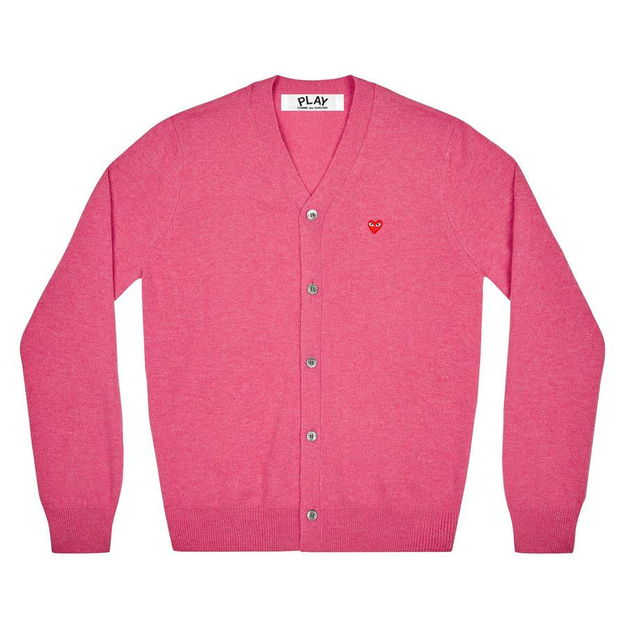 PLAY V-Neck Cardigan with Small Red Heart (Pink) – COMME des
