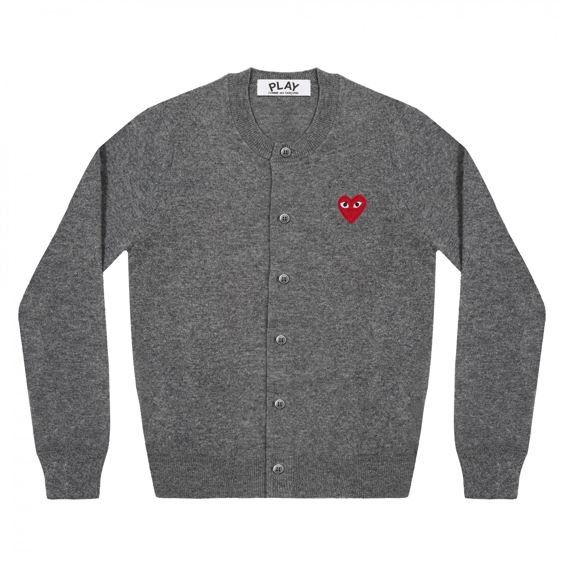 PLAY Round Neck Cardigan Red Emblem Grey – COMME des GARÇONS Melbourne