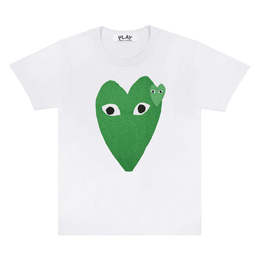PLAY COMME des GARCONS Tシャツ グリーンS PLAY T-Shirt Large Green Heart and Emblem – COMME des GARÇONS