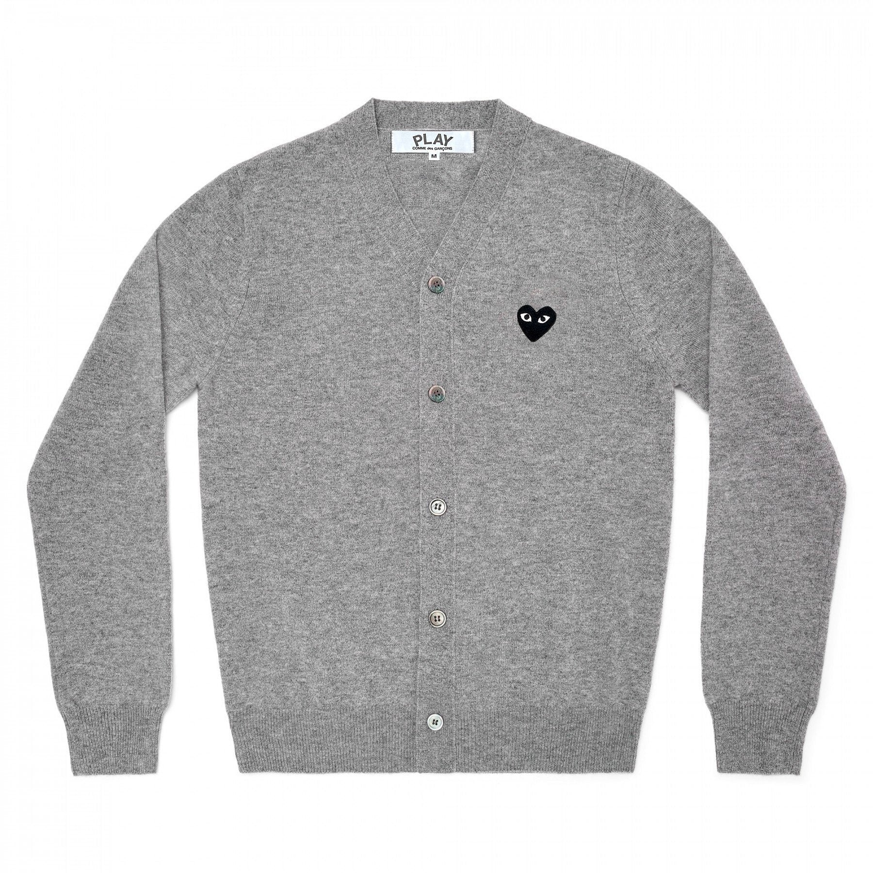 PLAY V-Neck Cardigan Black Emblem (Light Grey) – COMME des GARÇONS