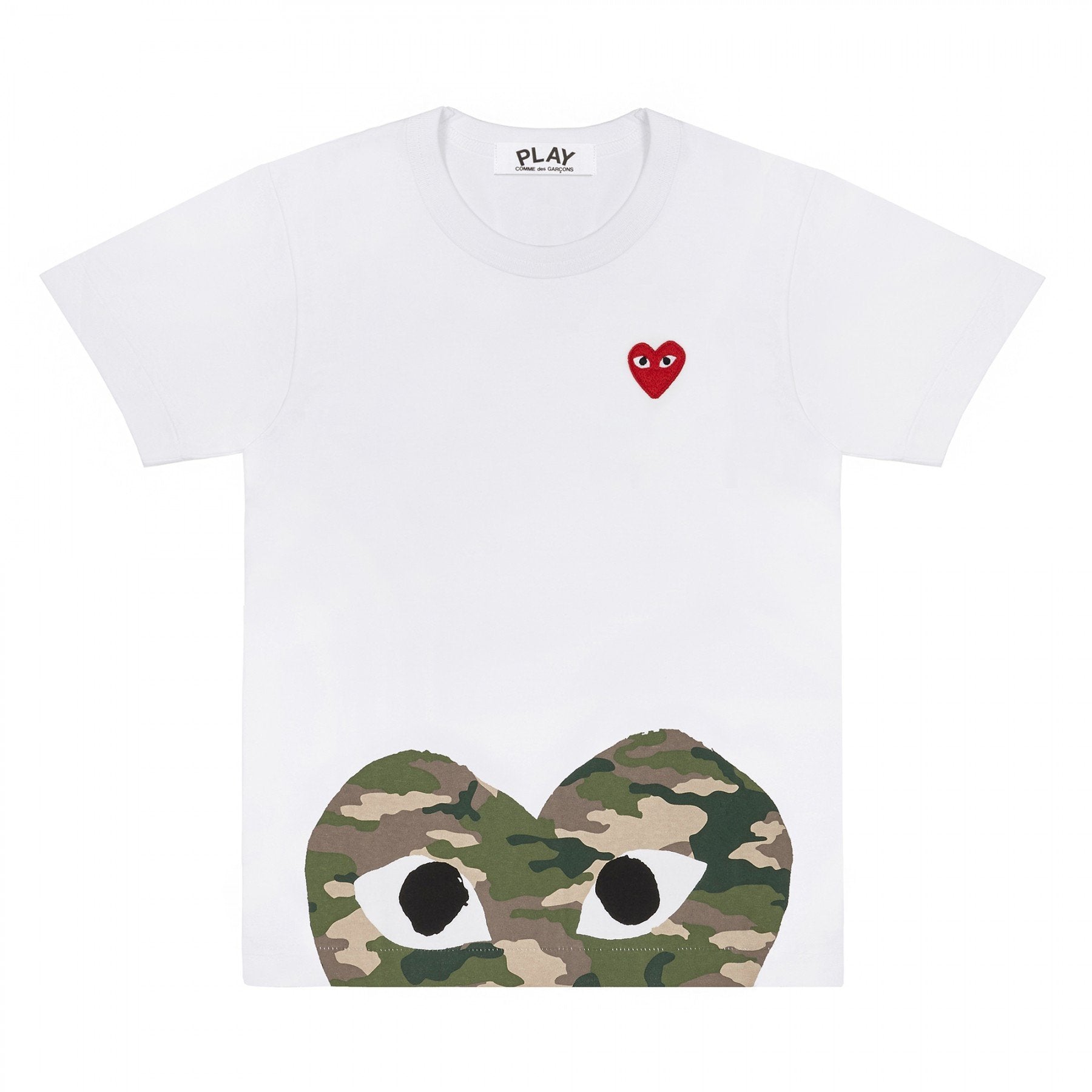 PLAY White T-Shirt with Camo Printed Half Heart – COMME des