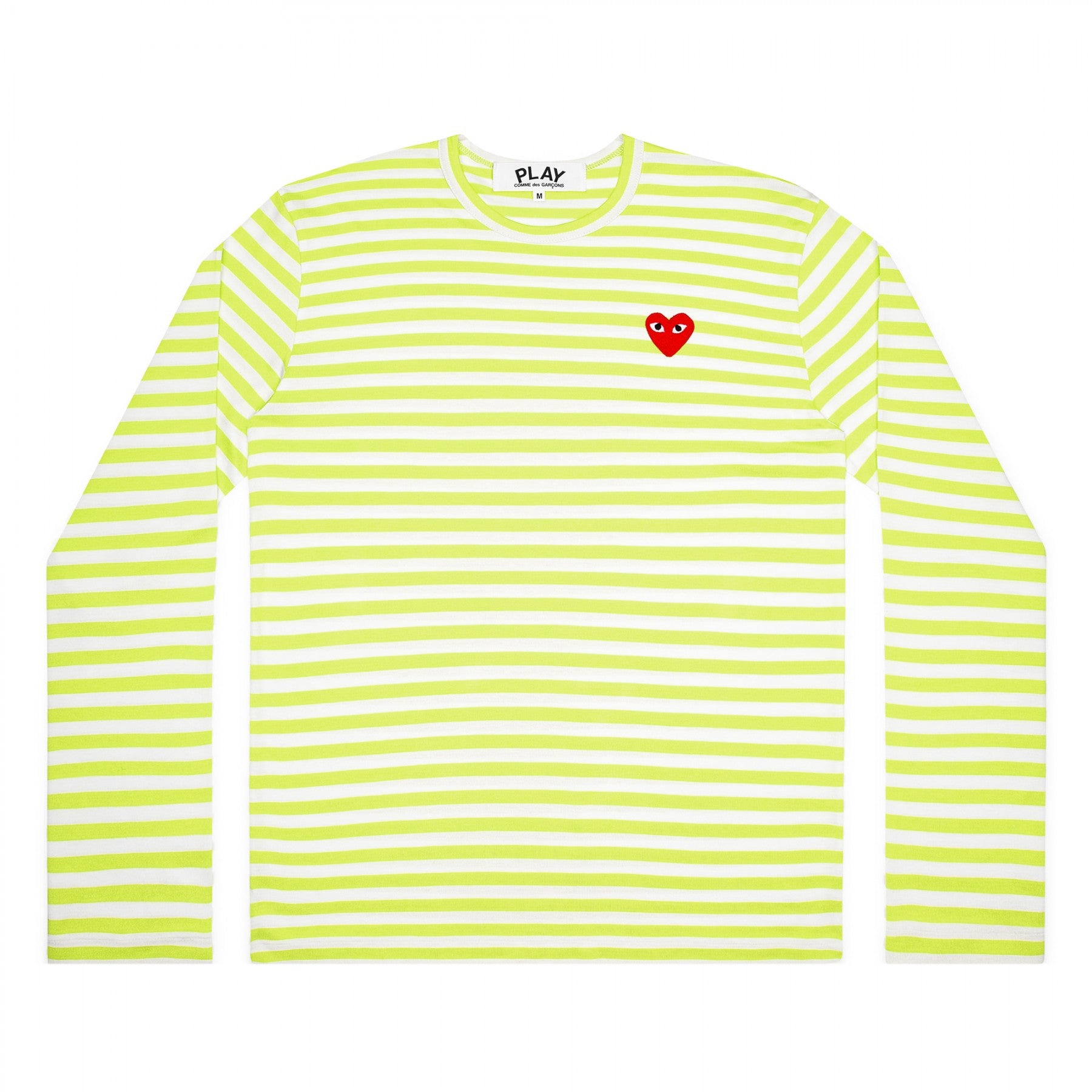 PLAY COMME des GARCONS 長袖カットソー 黄緑ストライプ PLAY L/S Coloured Striped Red Emblem Spring Series (Green) – COMME