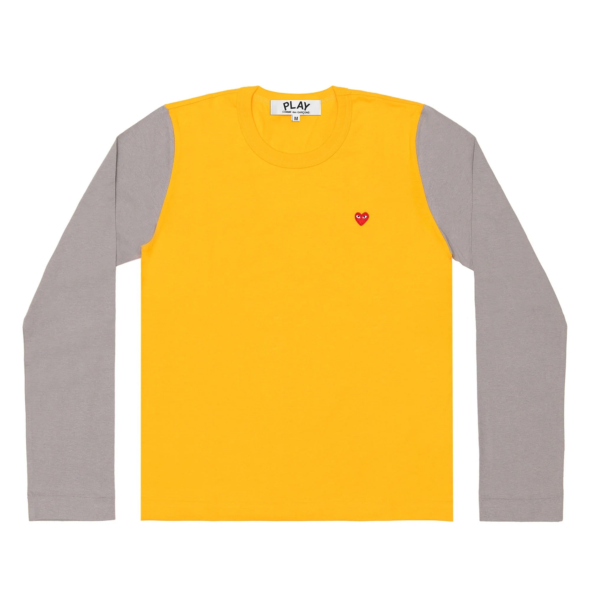 PLAY L S BI Colour Small Emblem T Shirt Yellow Grey COMME des GARCONS Melbourne