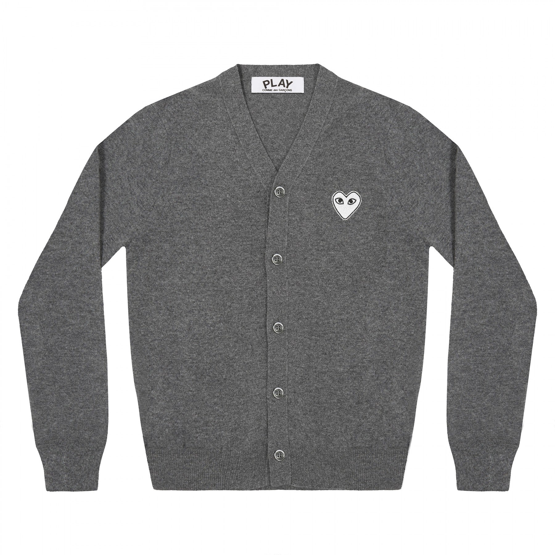 PLAY V-Neck Cardigan White Heart Dark Grey – COMME des GARÇONS