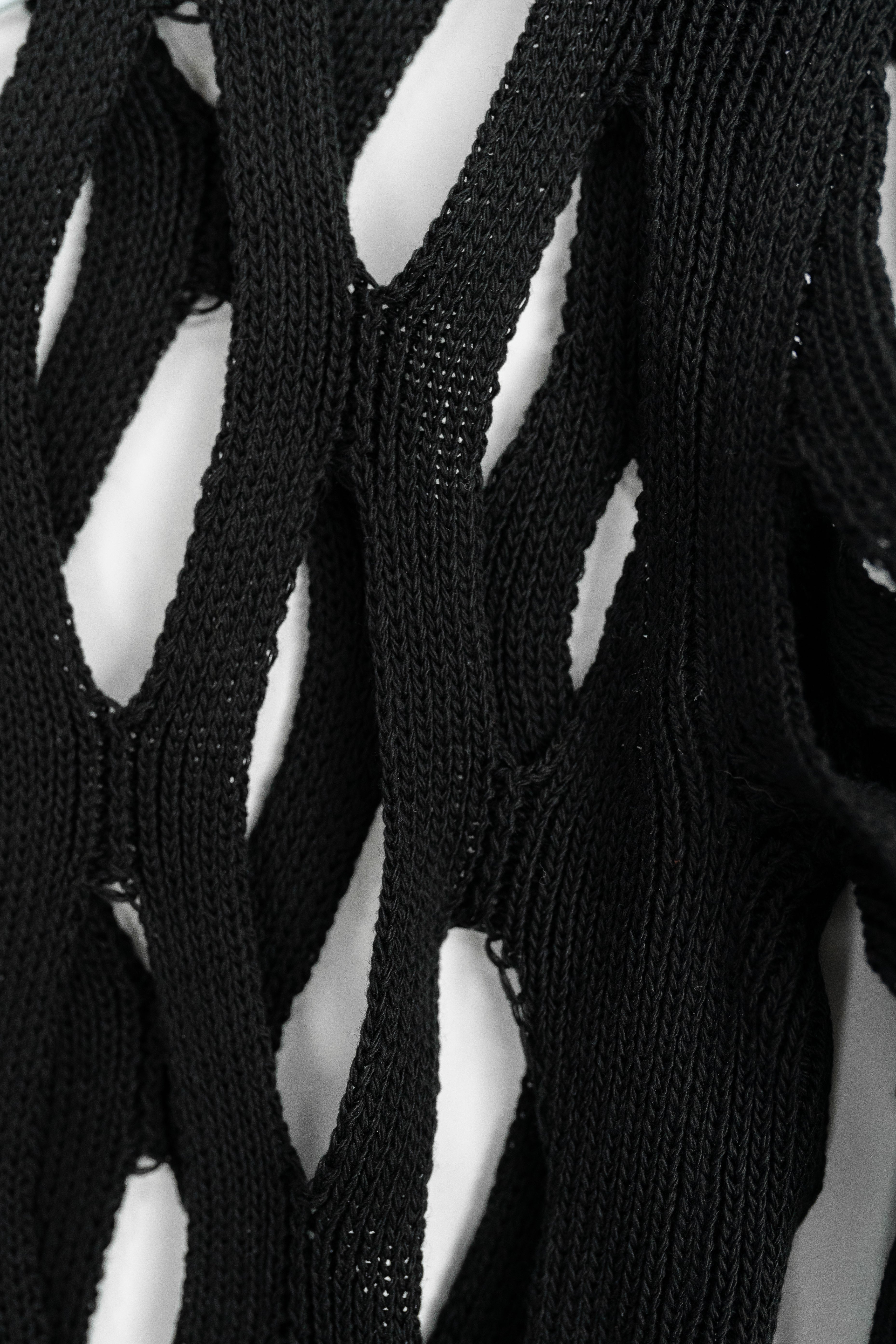 【YOURNUS】Groovy Mesh Collar Knit YOKE MESH KNITTED BUTTONED CARDIGAN