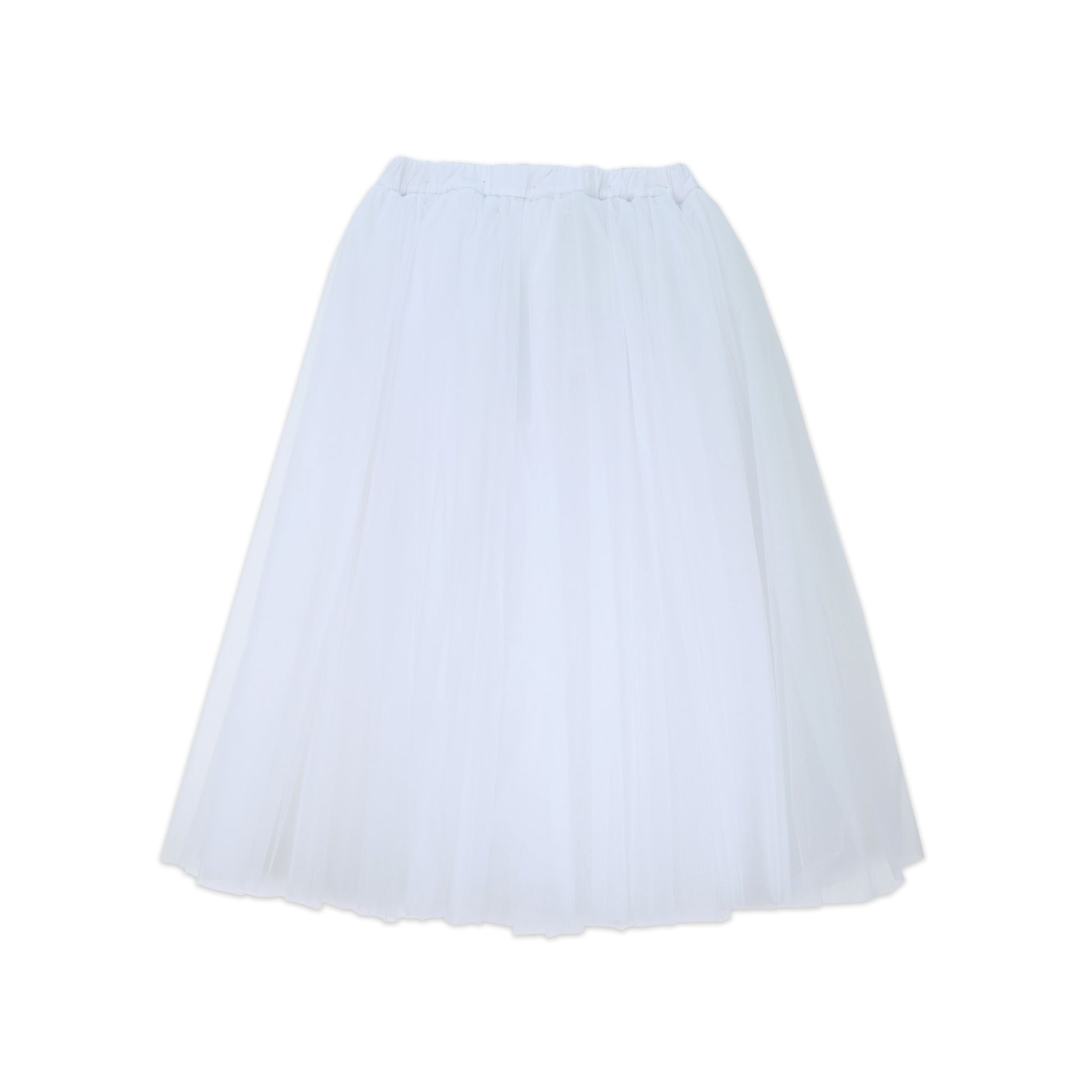 White Tulle Mid-Length Skirt