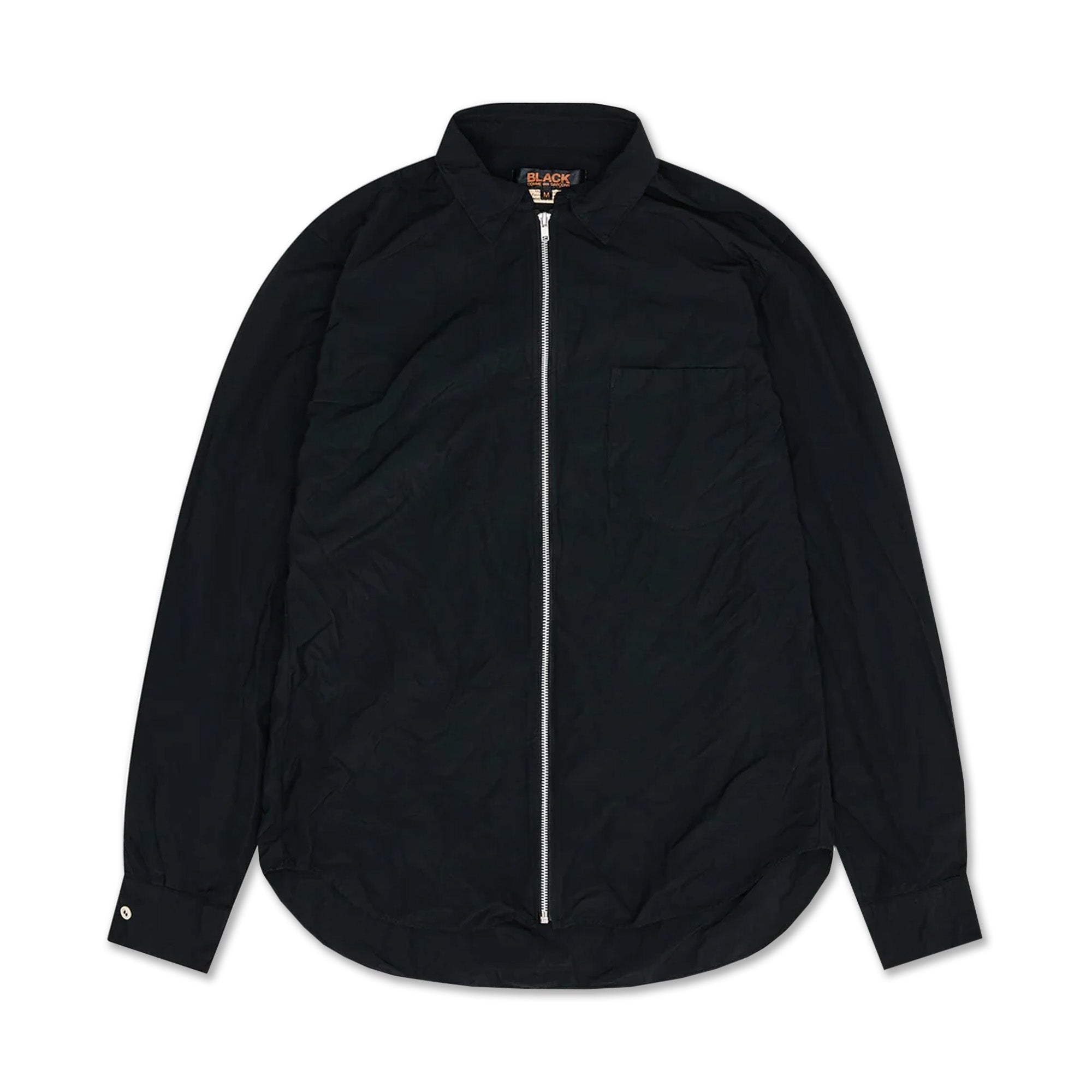 Black Garment Treated Centre Zip Shirt