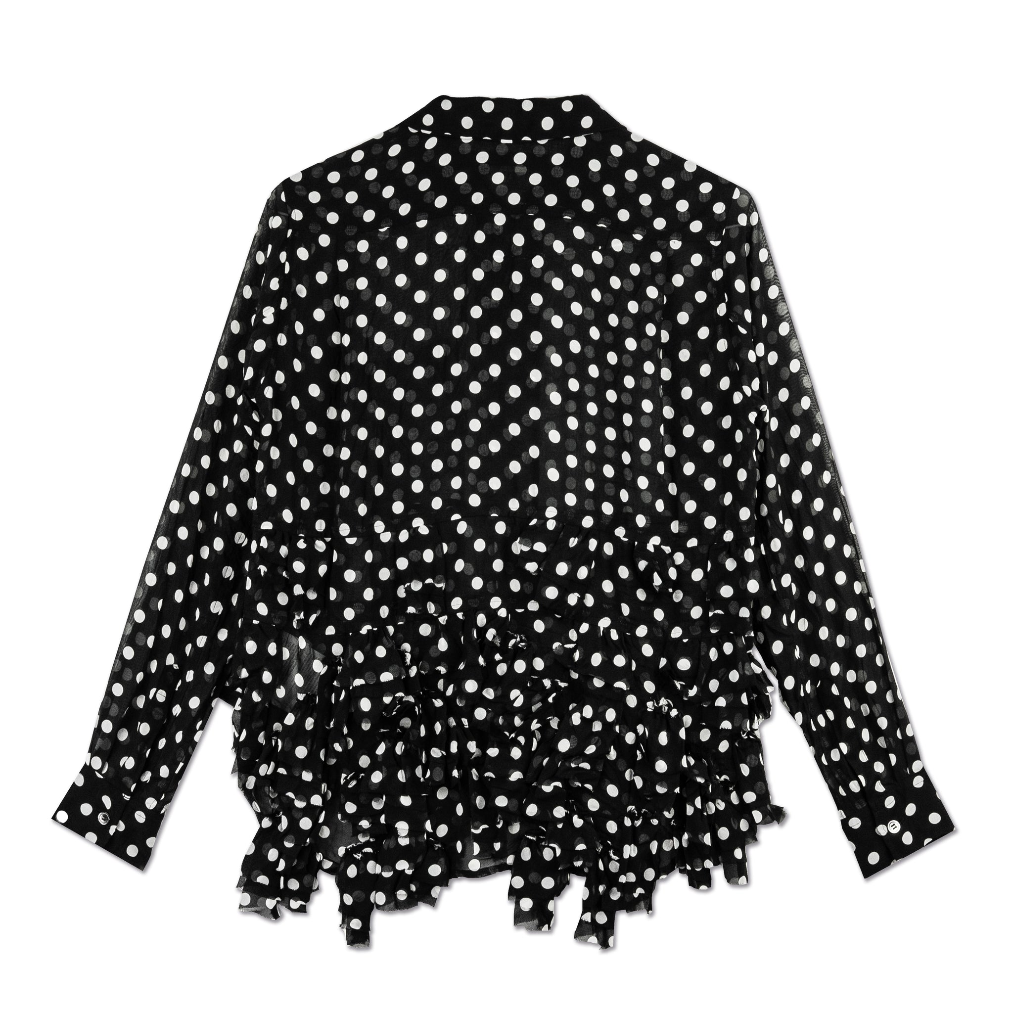 Georgette Polka Dot Frilly Hem Blouse