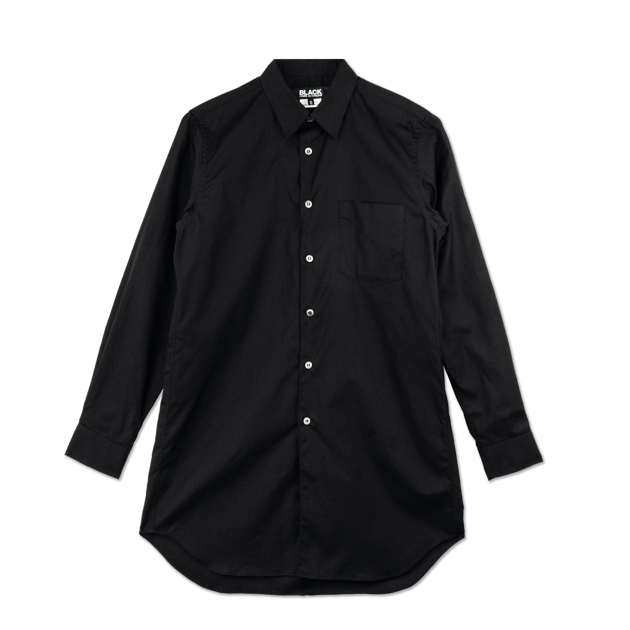 Cotton Broad Longline Shirt Black