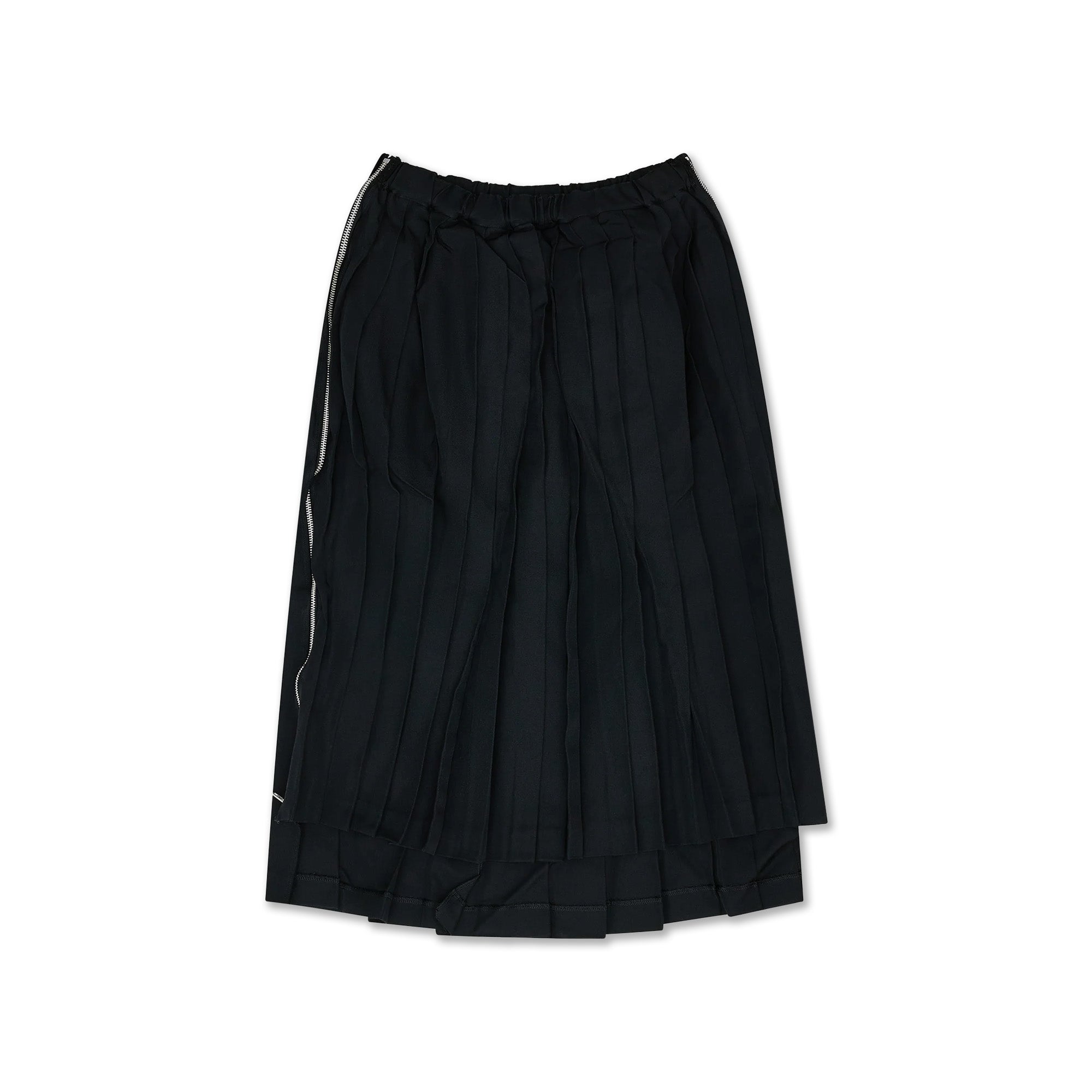 Poly Twill Pleated Side Zip Skirt