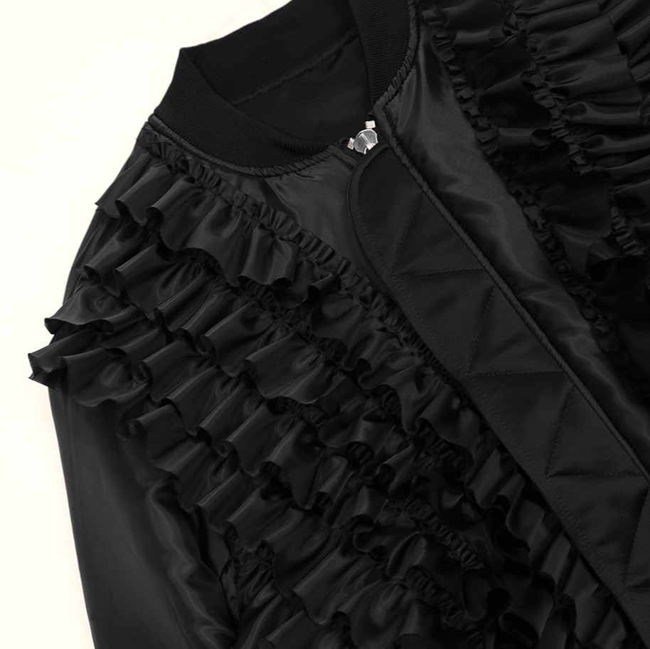 Wadded Polyester Frill Reversible Bomber Jacket – COMME des