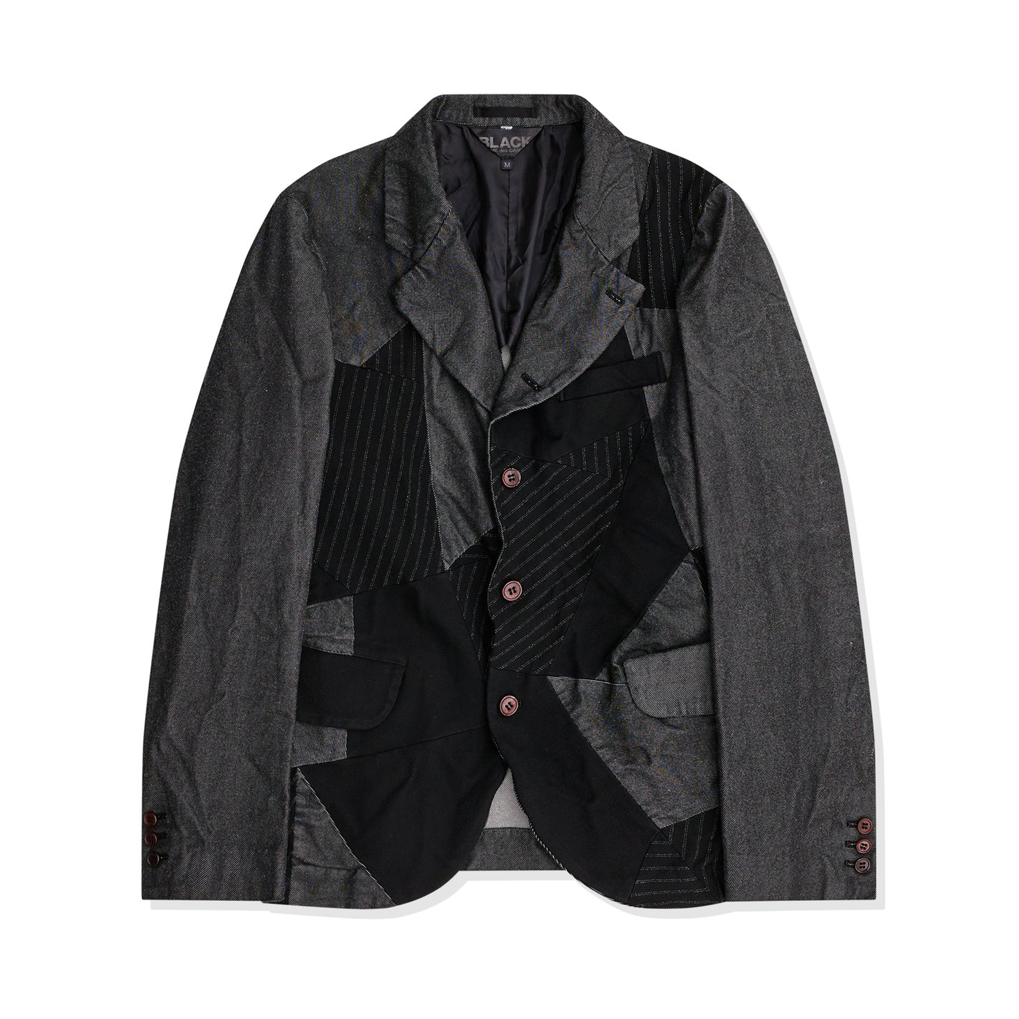 Grey and Black Polyester Patchwork Jacket