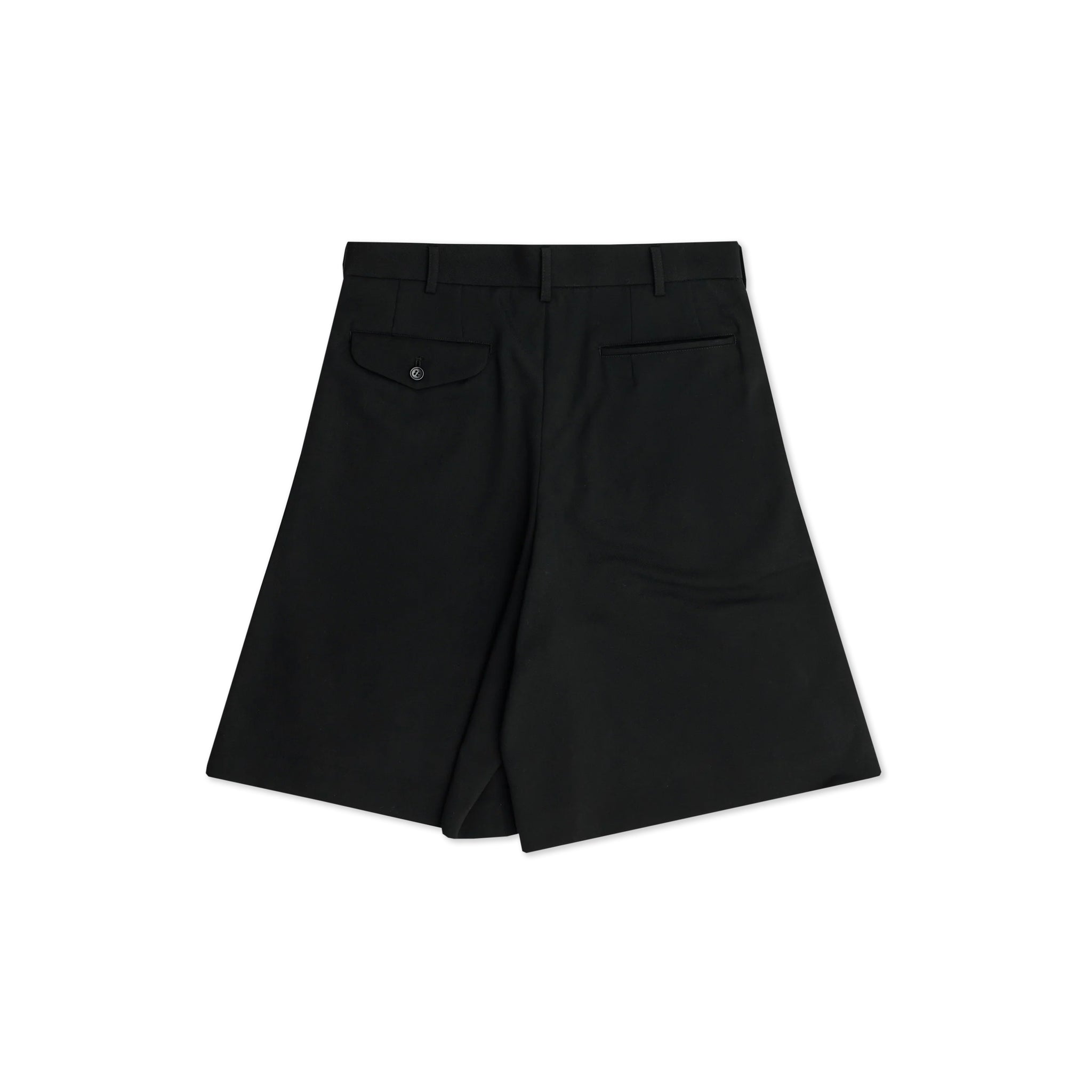 Black Wool A Line Shorts