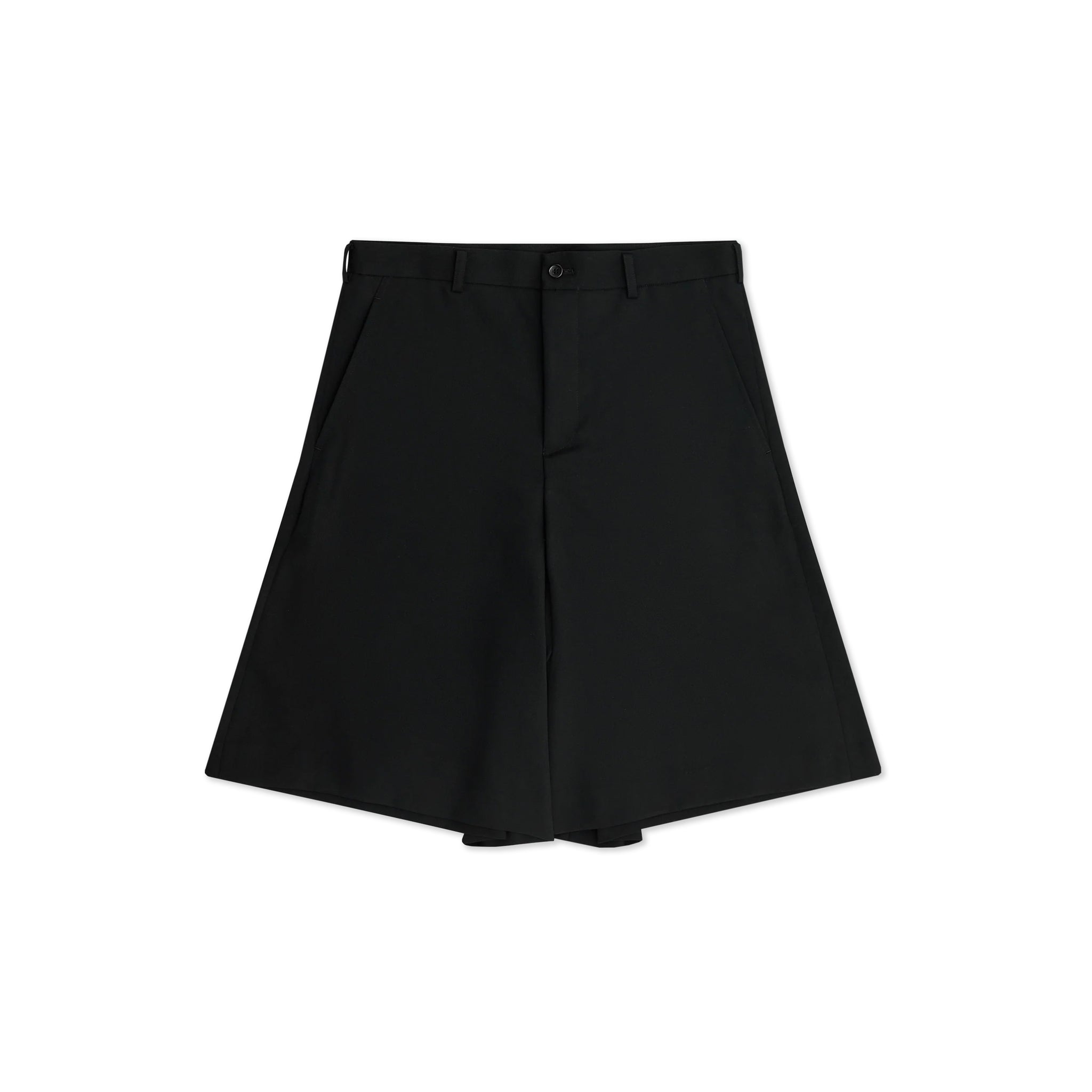 Black Wool A Line Shorts