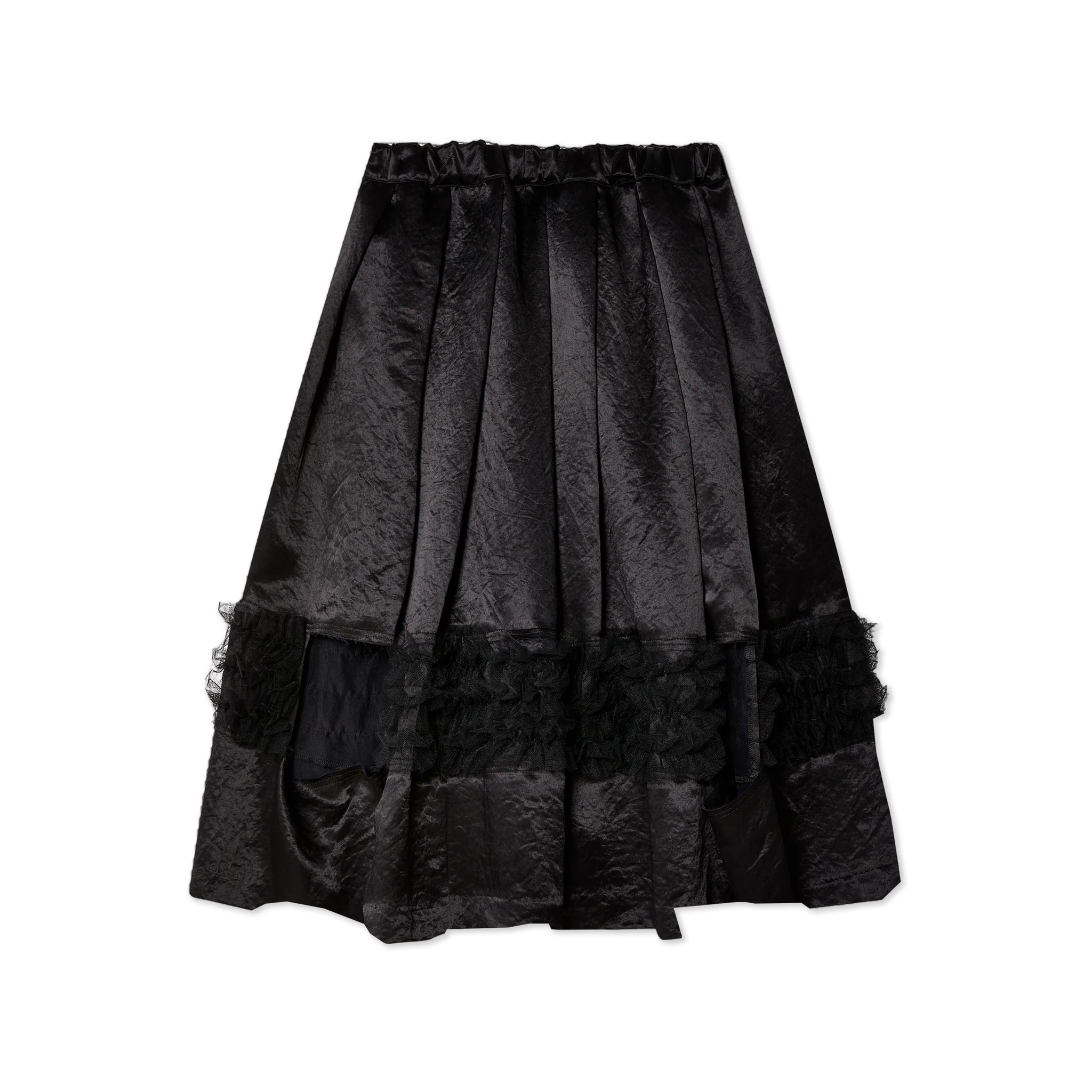 Gathered Satin Tulle Section Cut Skirt