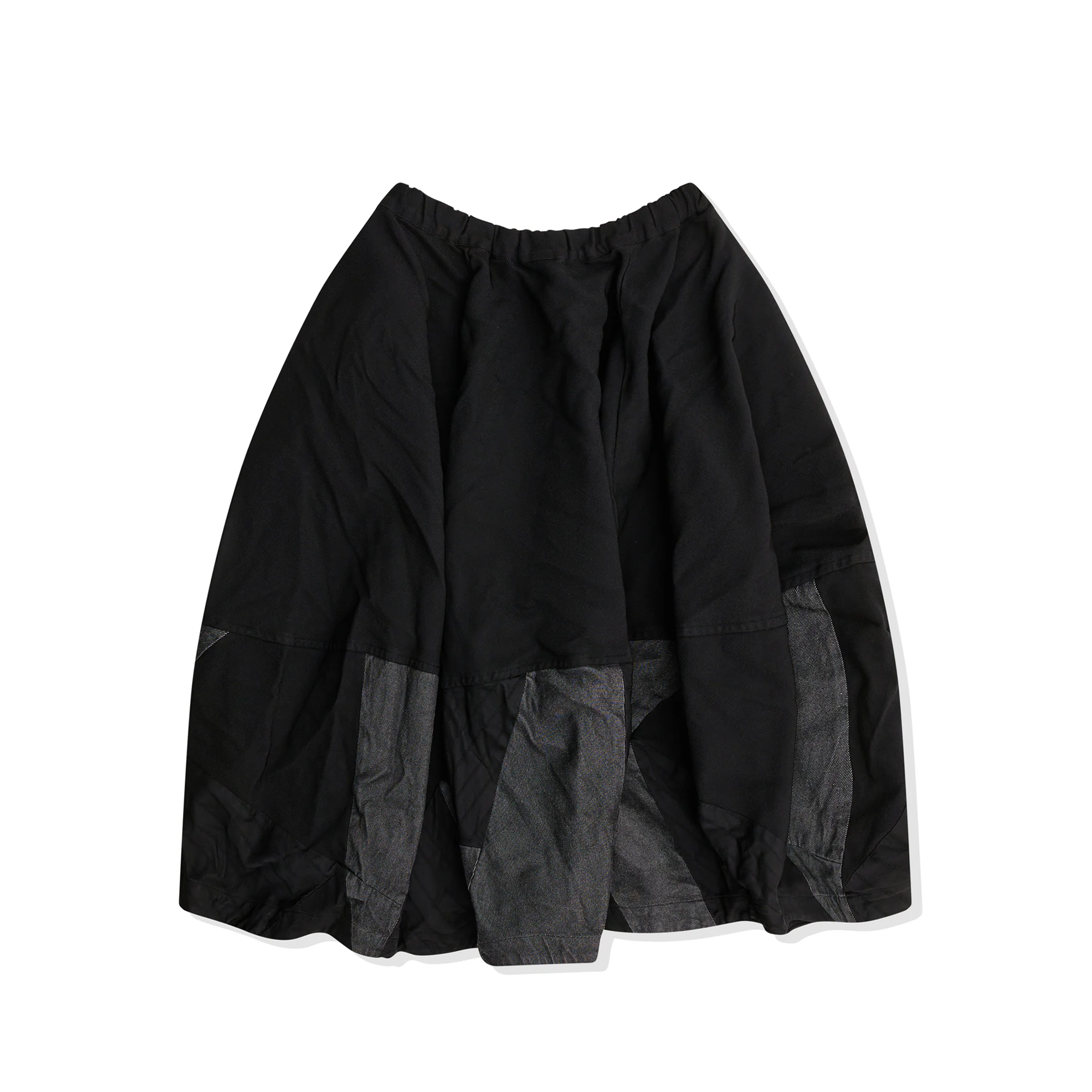 Polyester Black and Grey Patchwork Skirt