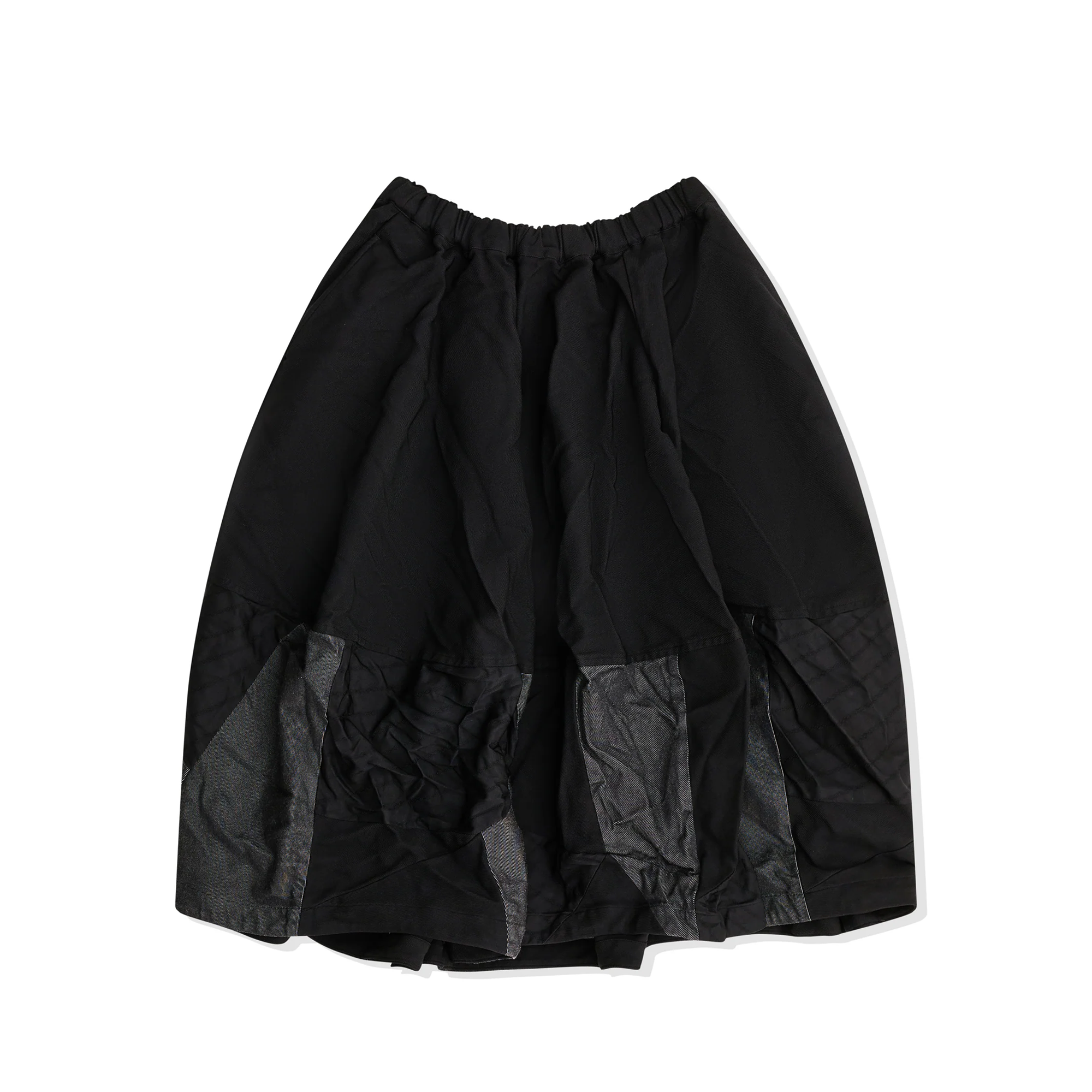 Polyester Black and Grey Patchwork Skirt