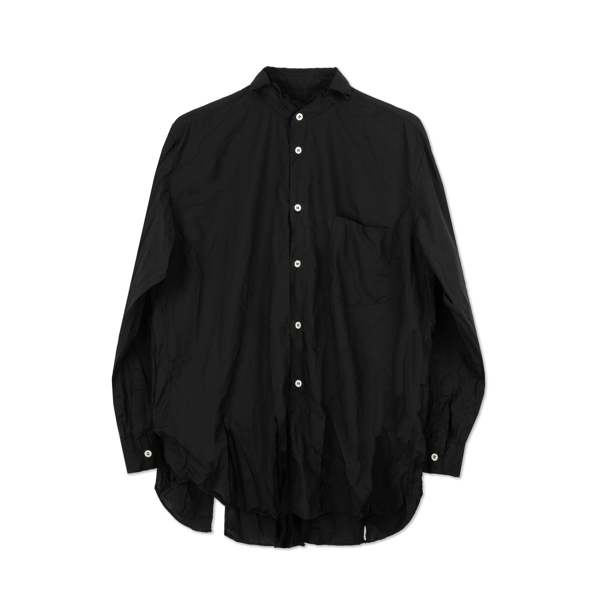 Black Garment Treated Cut Hem Shirt