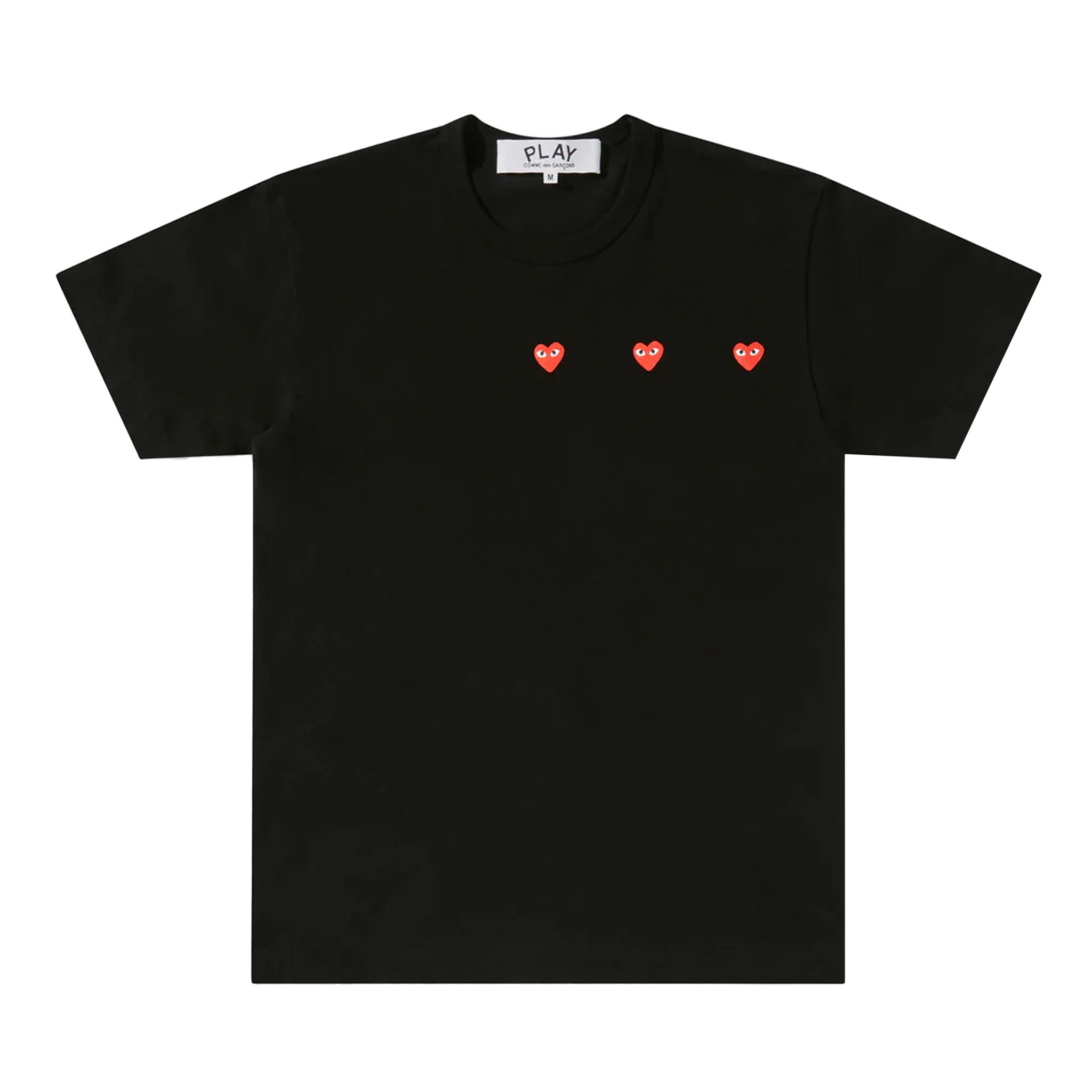 PLAY Horizontal Three Heart Logo T-Shirt (Black)