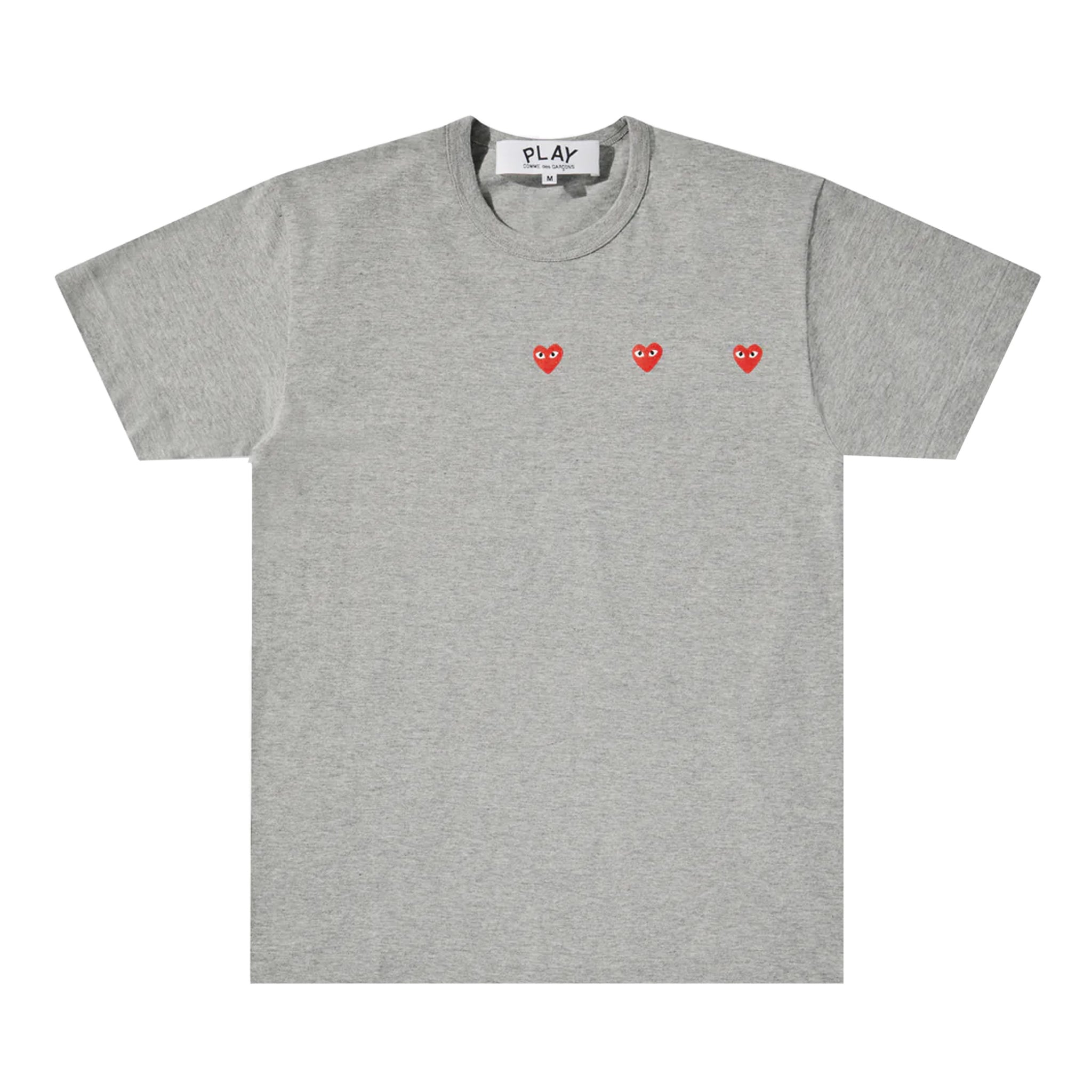 PLAY Horizontal Three Heart Logo T-Shirt (Grey)