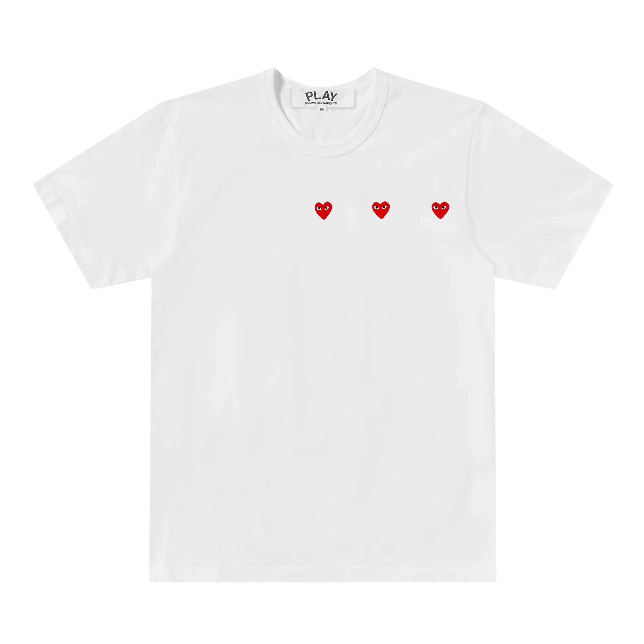 PLAY Horizontal Three Heart T-Shirt Logo (White)