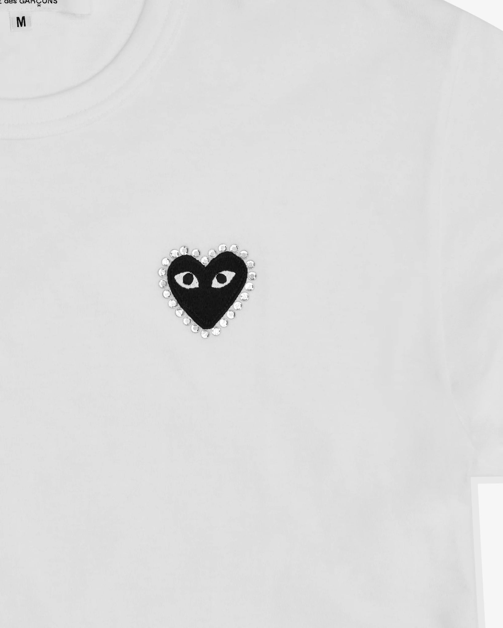 PLAY Rhinestone Emblem Black Heart T-Shirt