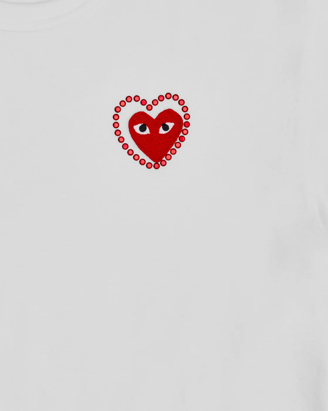 PLAY Metal Stone Emblem Red Heart T-Shirt – COMME des PLAY Metal Stone Emblem Red Heart T-Shirt – COMME des