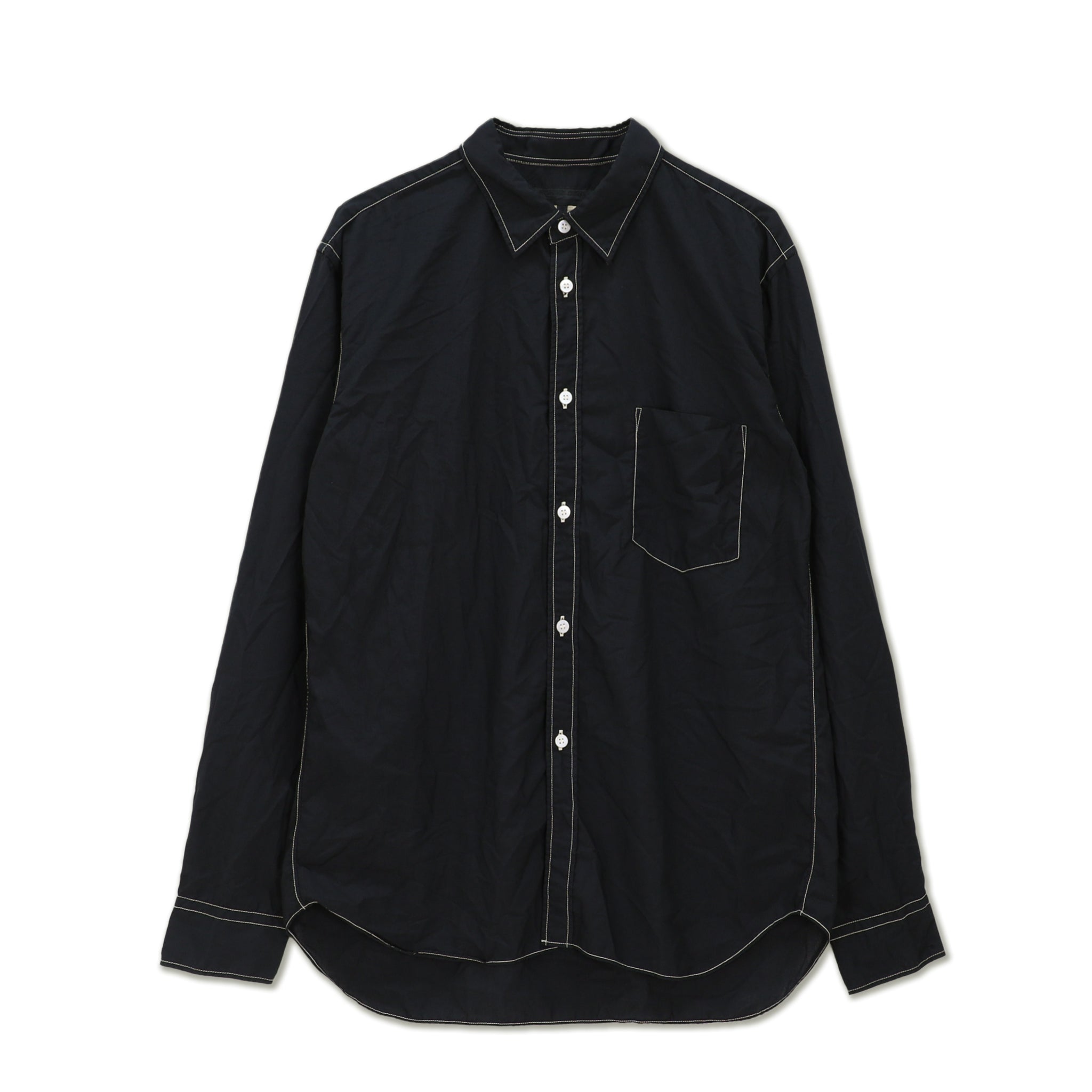 Black Contrast Stitch Polyester Shirt
