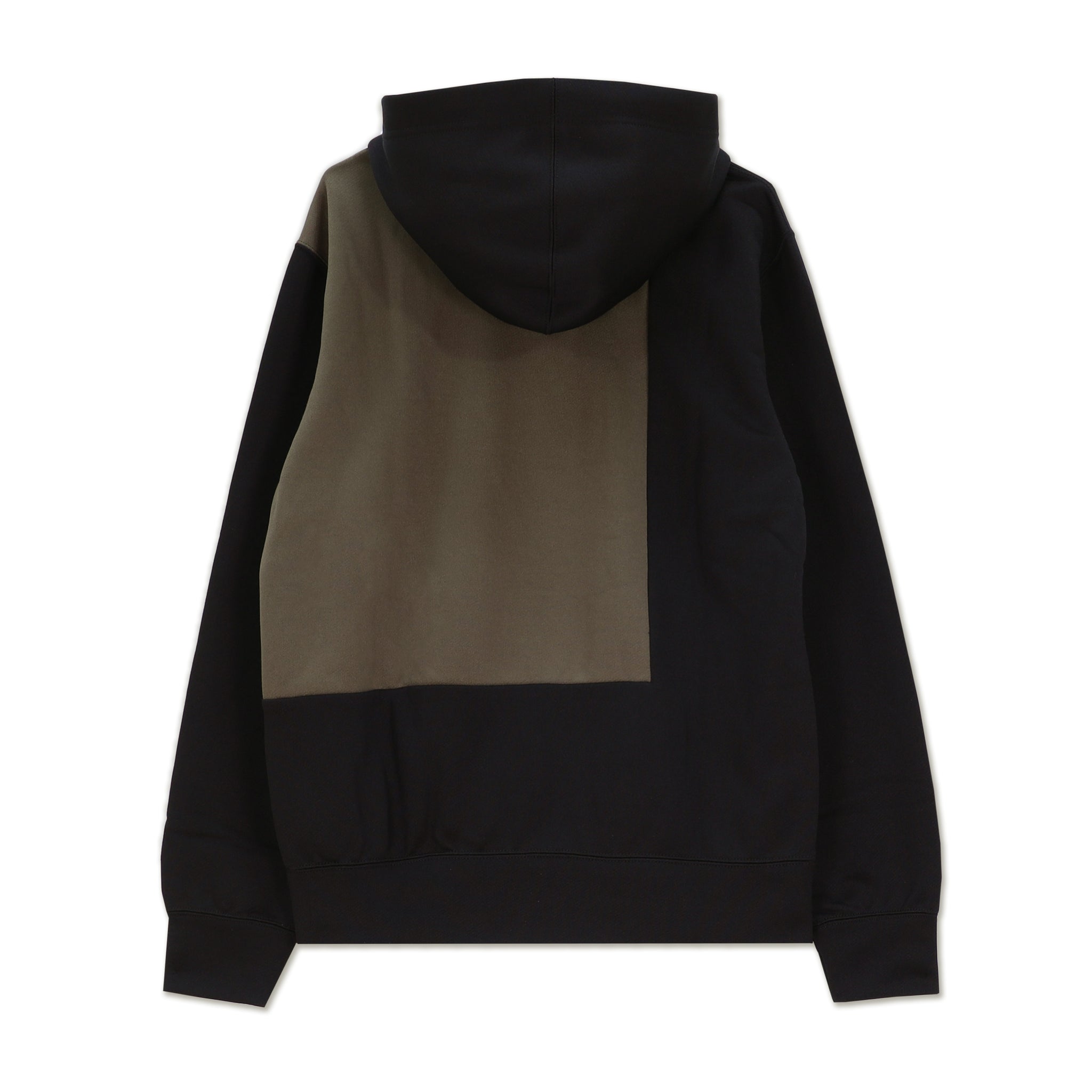 Black and Khaki Cut Sew Hooded Sweatshirt