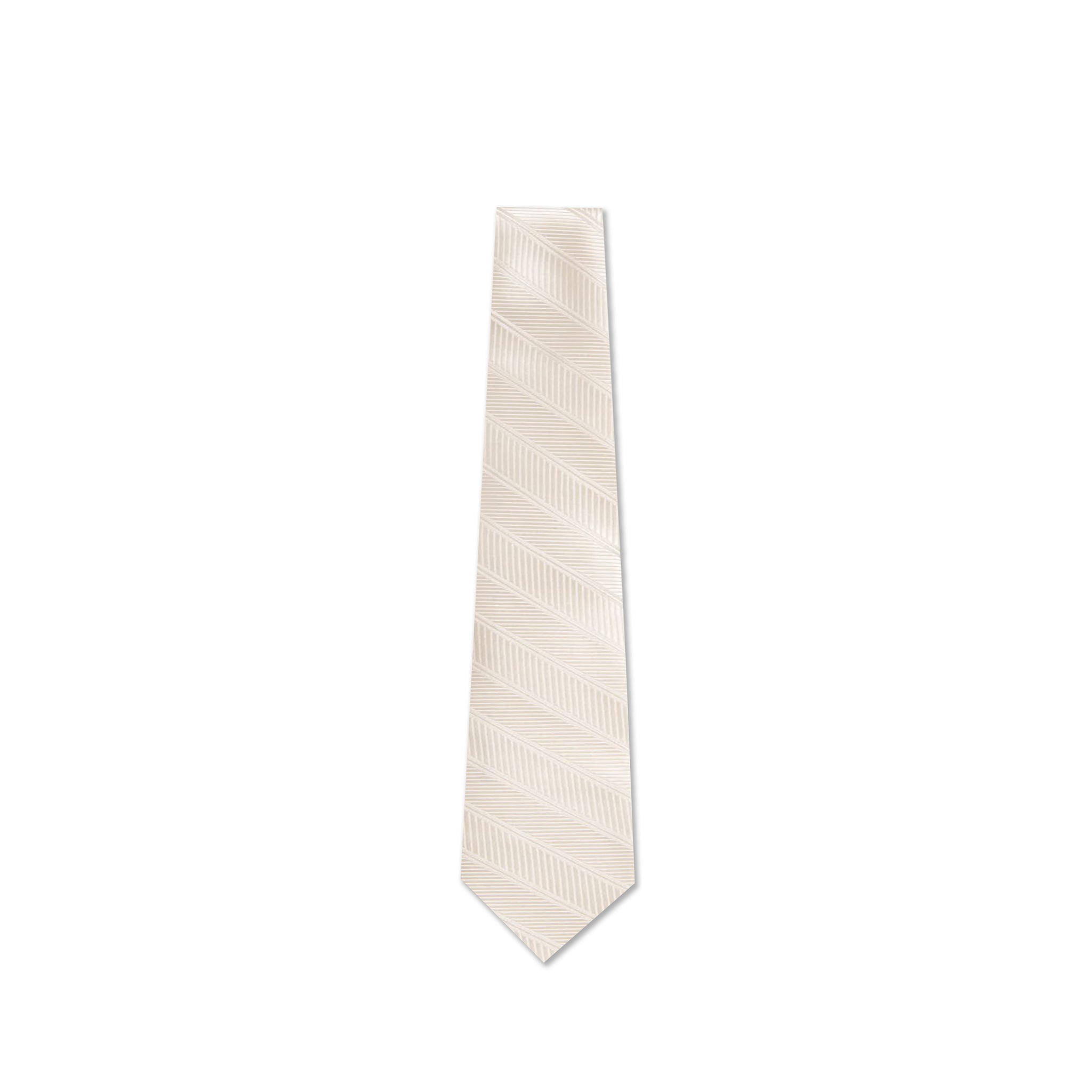 Herringbone Off White Silk Tie
