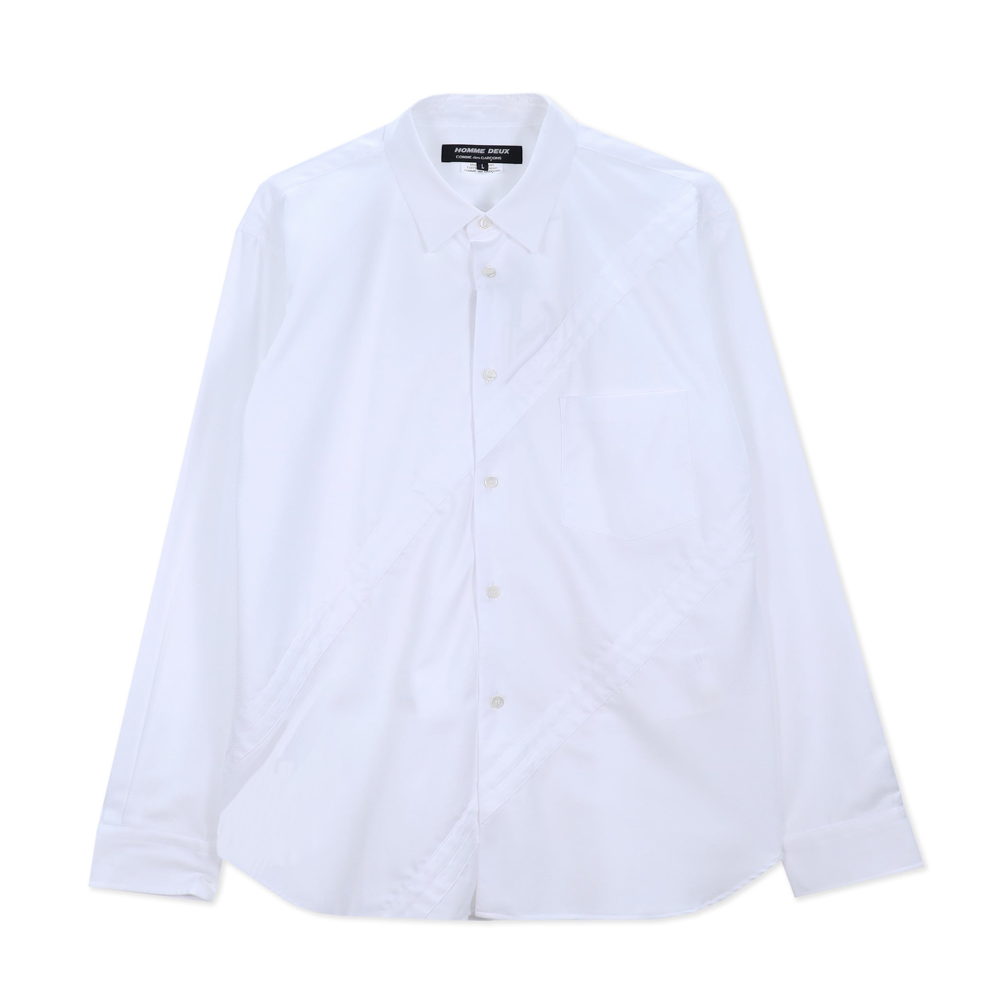 White Cotton Dobby Bias Seam Shirt