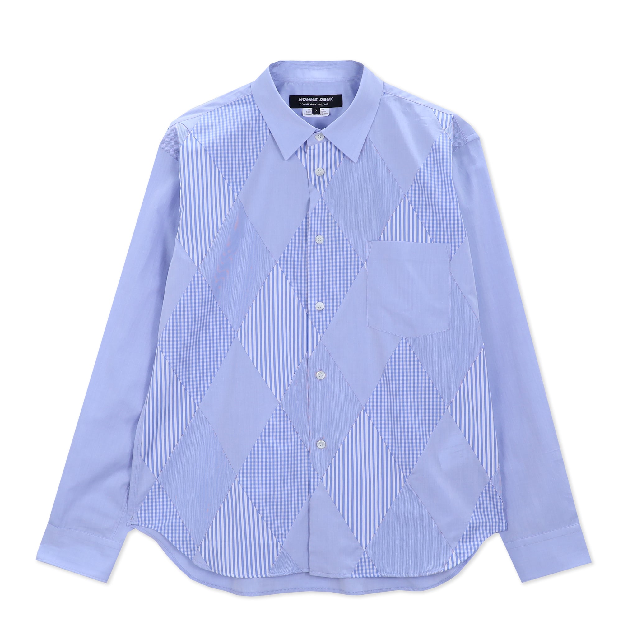 Blue Gingham x Stripe Diamond Patch Shirt