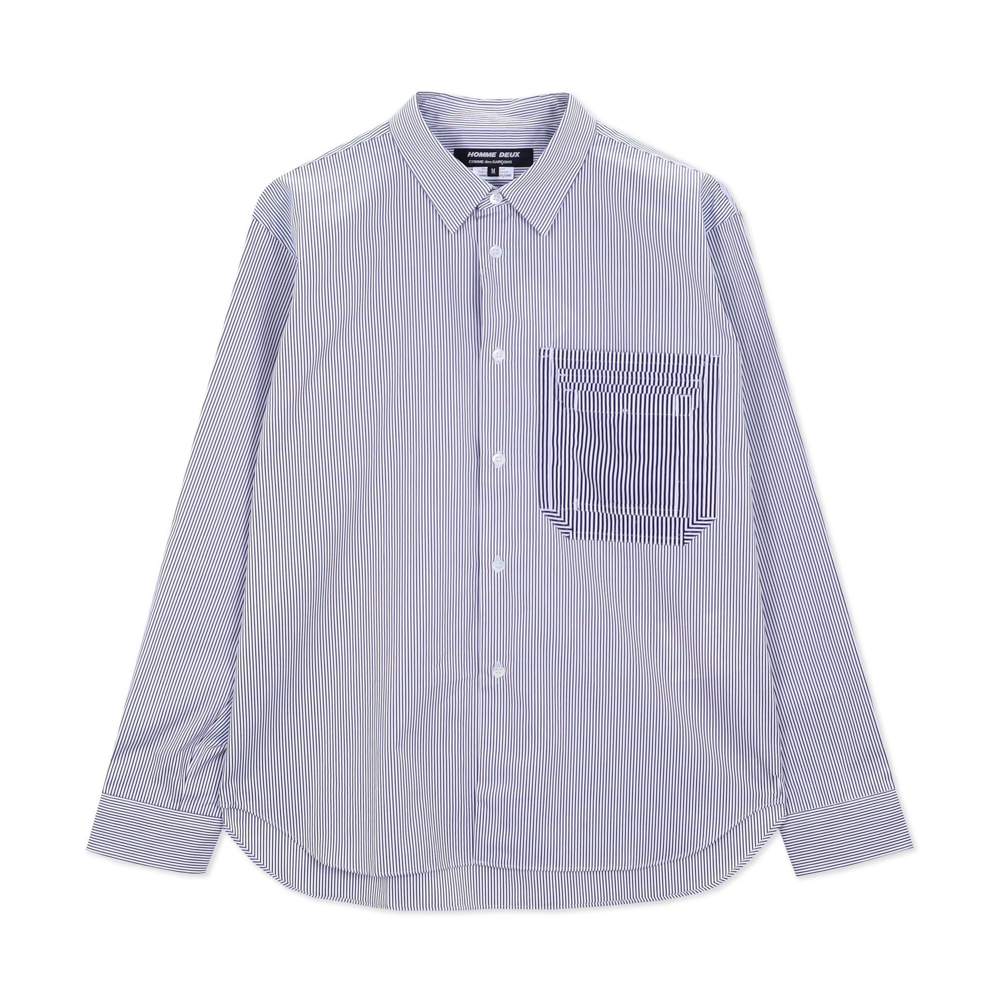 Navy Stripe Cargo Patch Pocket Shirt