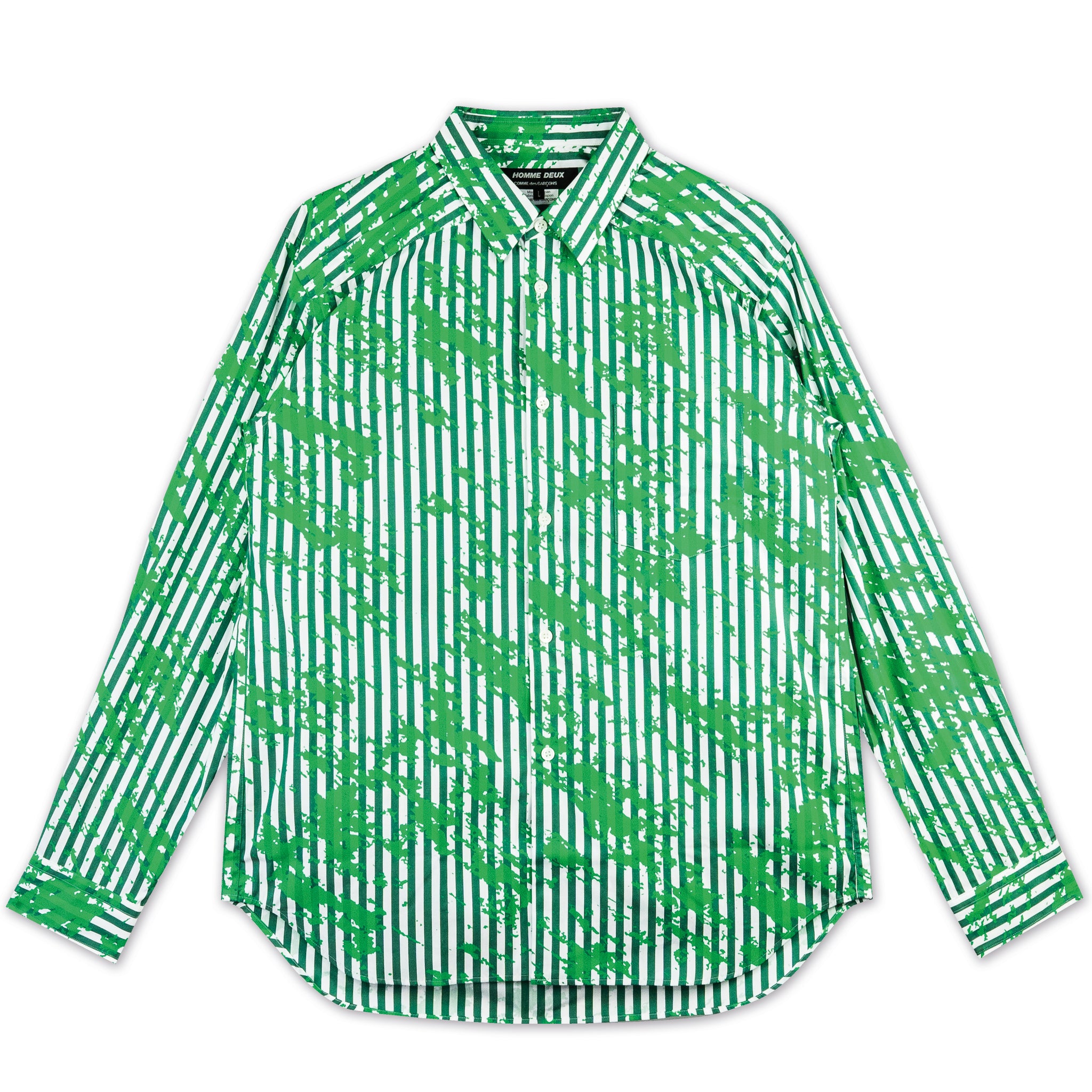 Green Stripe Spray Patterned Shirt