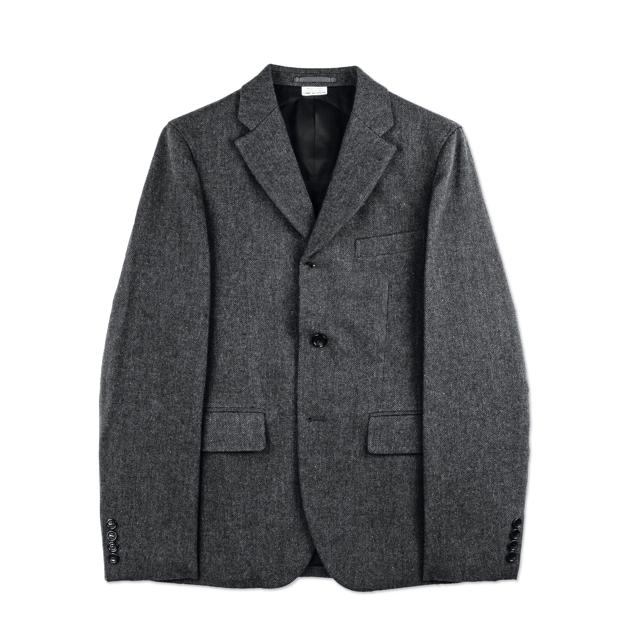 Grey Wool Nylon Herringbone Jacket