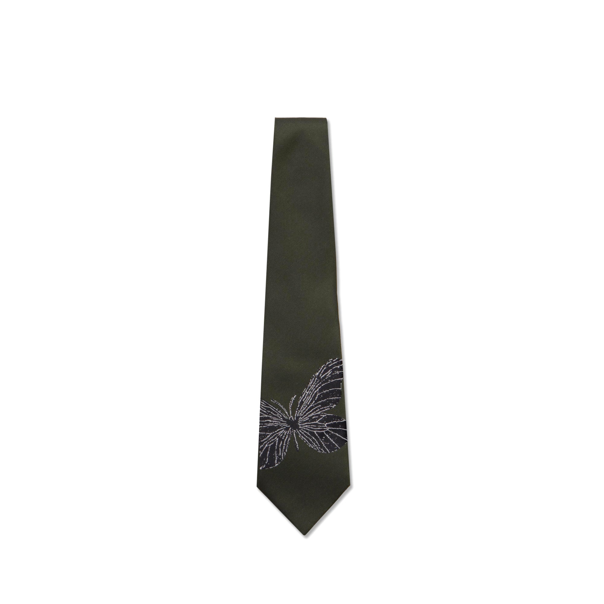 Silk Butterfly Pattern Tie Khaki