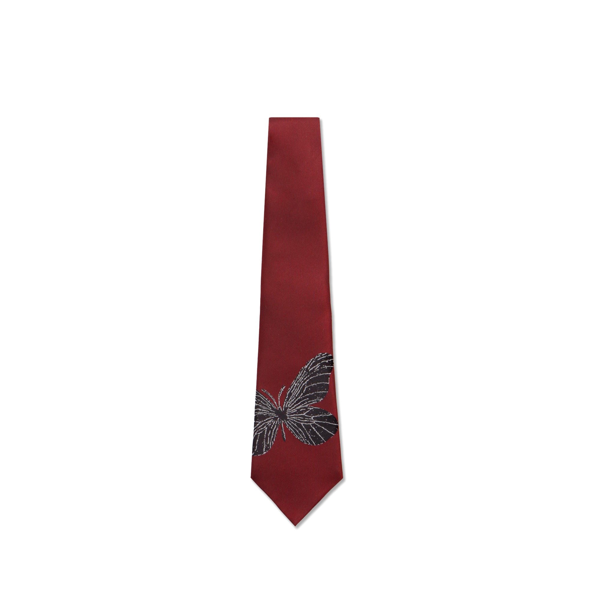 Silk Butterfly Pattern Tie Burgundy