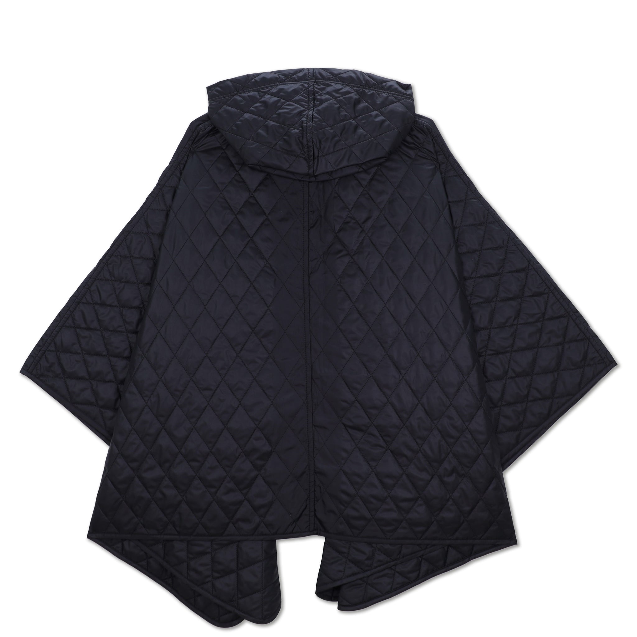 Tafetta Quilt Hooded Cape Jacket Black