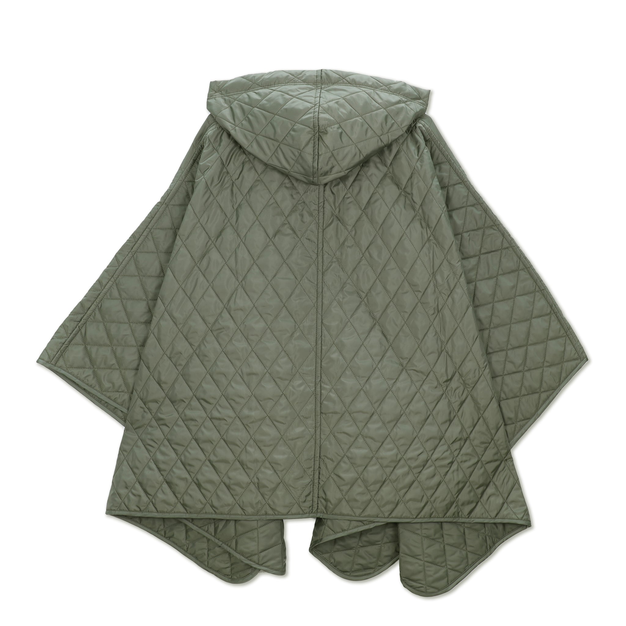 Tafetta Quilt Hooded Cape Jacket Olive