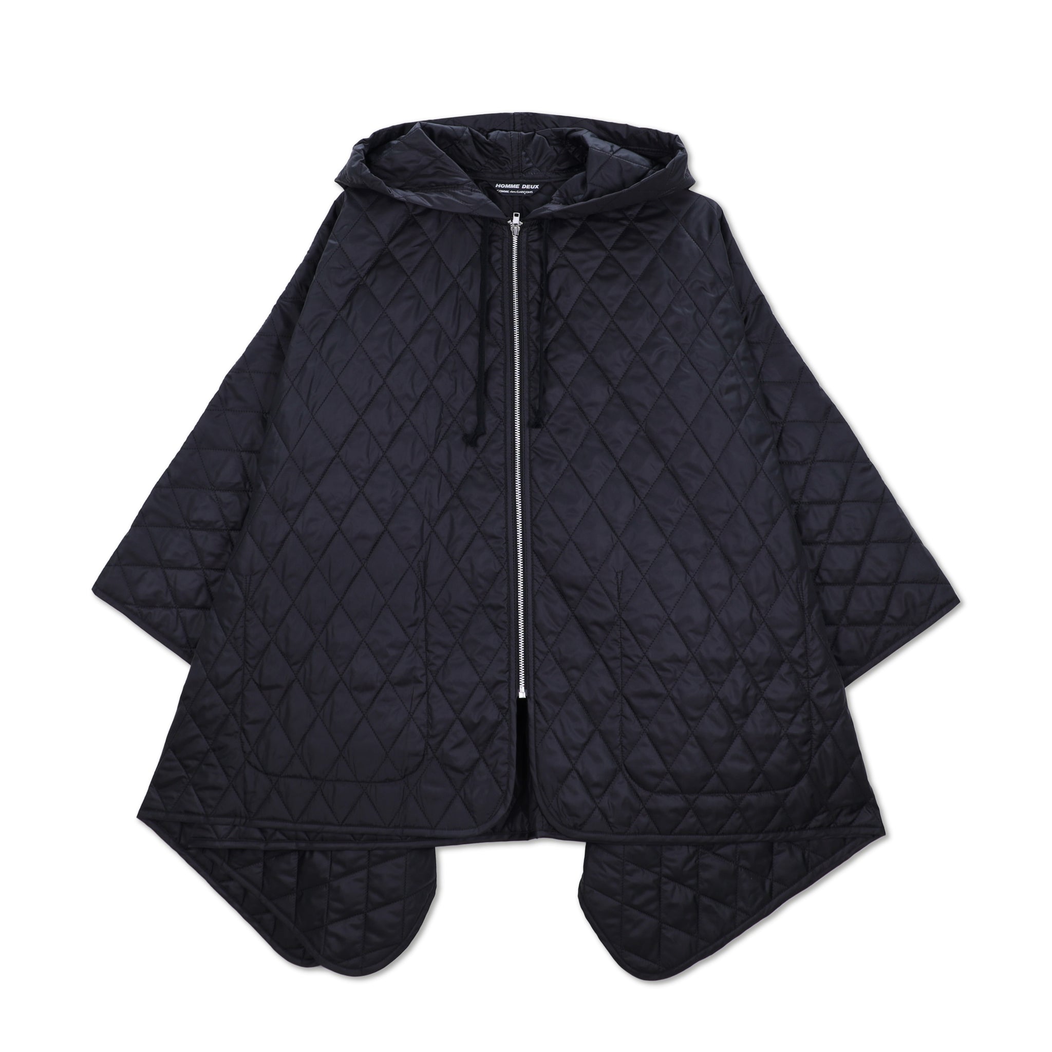 Tafetta Quilt Hooded Cape Jacket Black