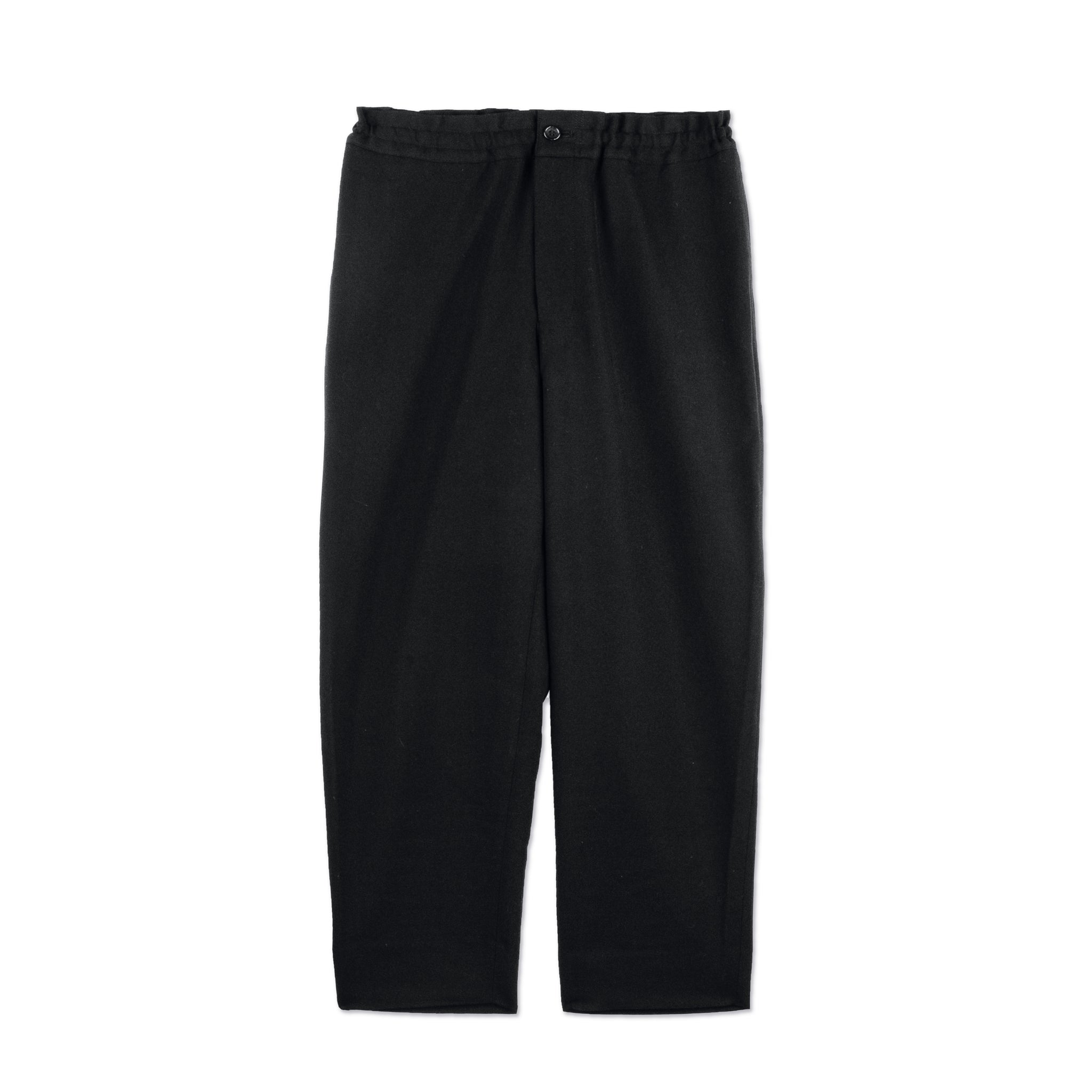 Black Wool Gabardine Elastic Waist Pant