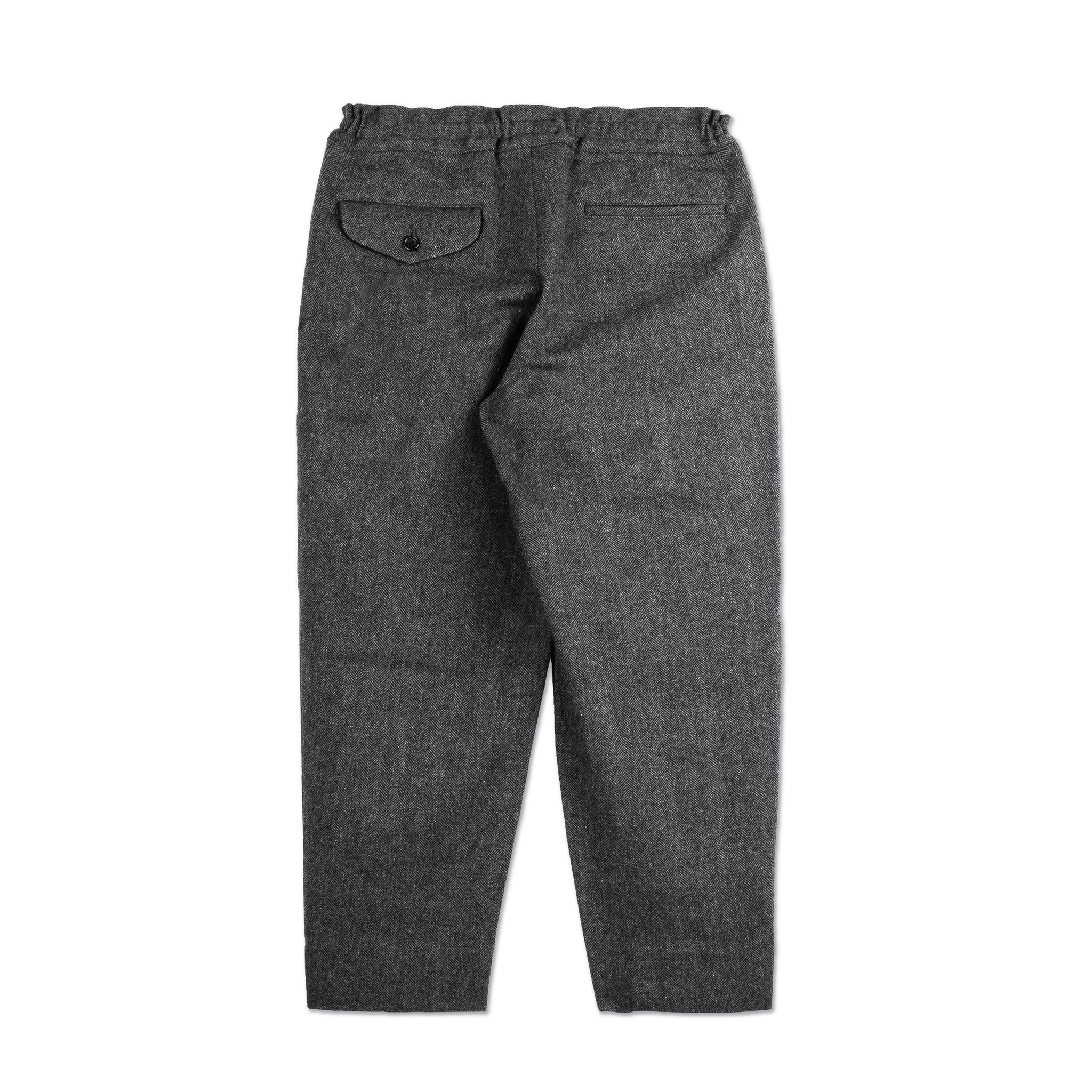 Grey Wool Nylon Herringbone Pant