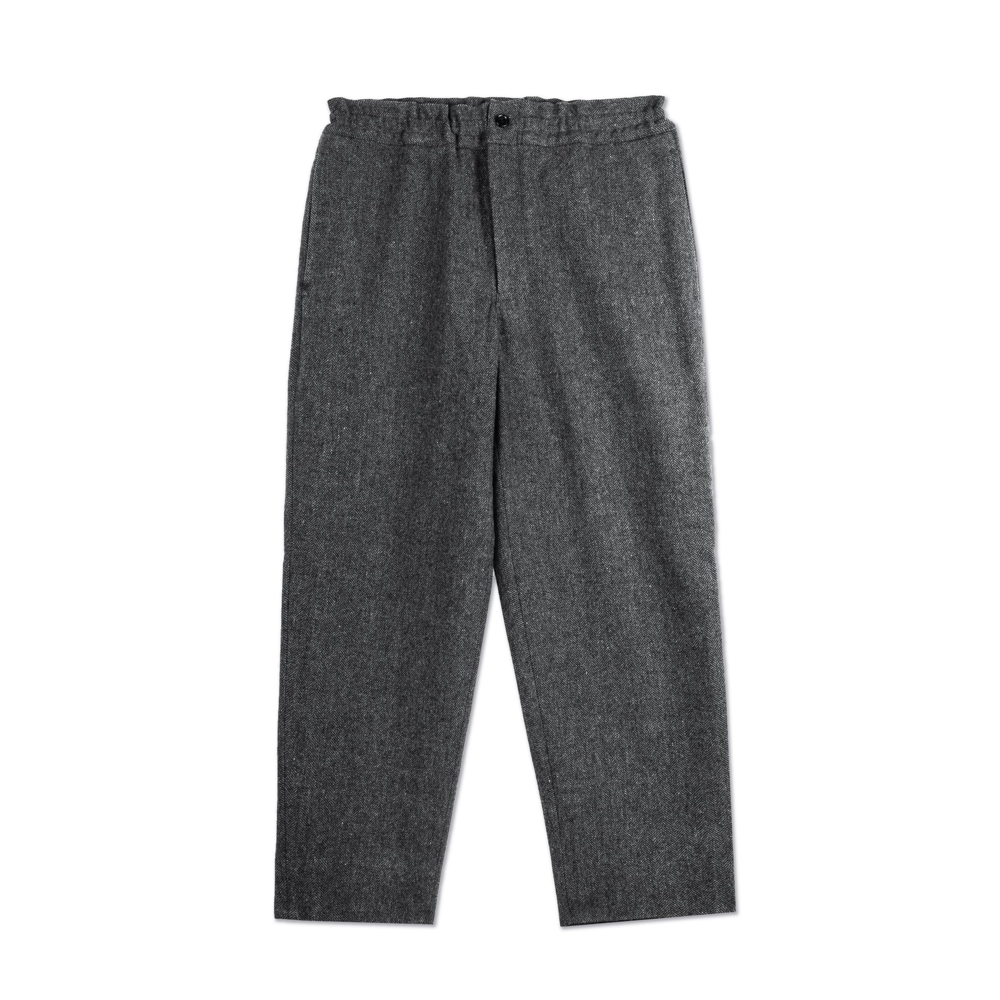 Grey Wool Nylon Herringbone Pant