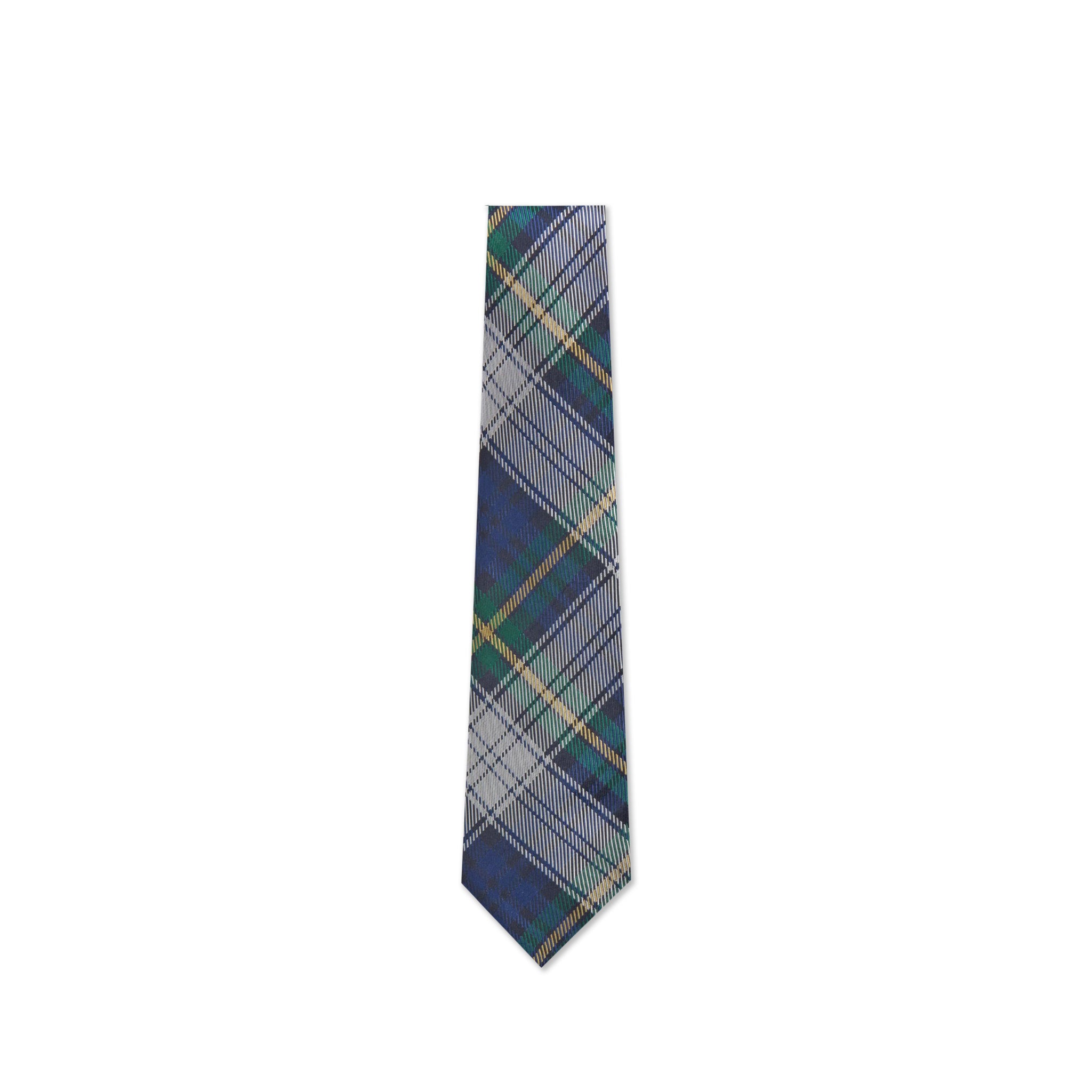 Silk Tartan Tie (Green Navy White)