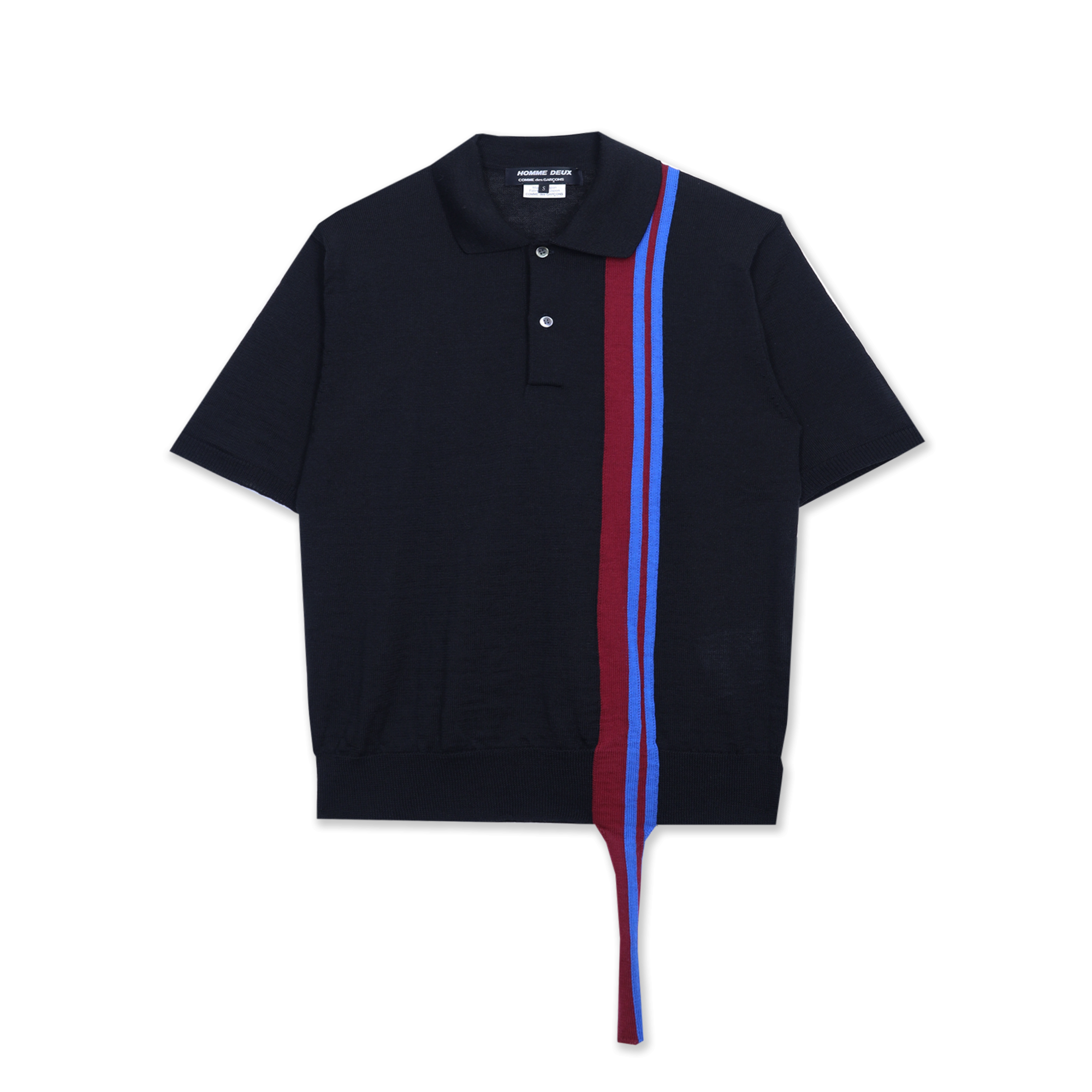 Panel Strip Knit Polo Black